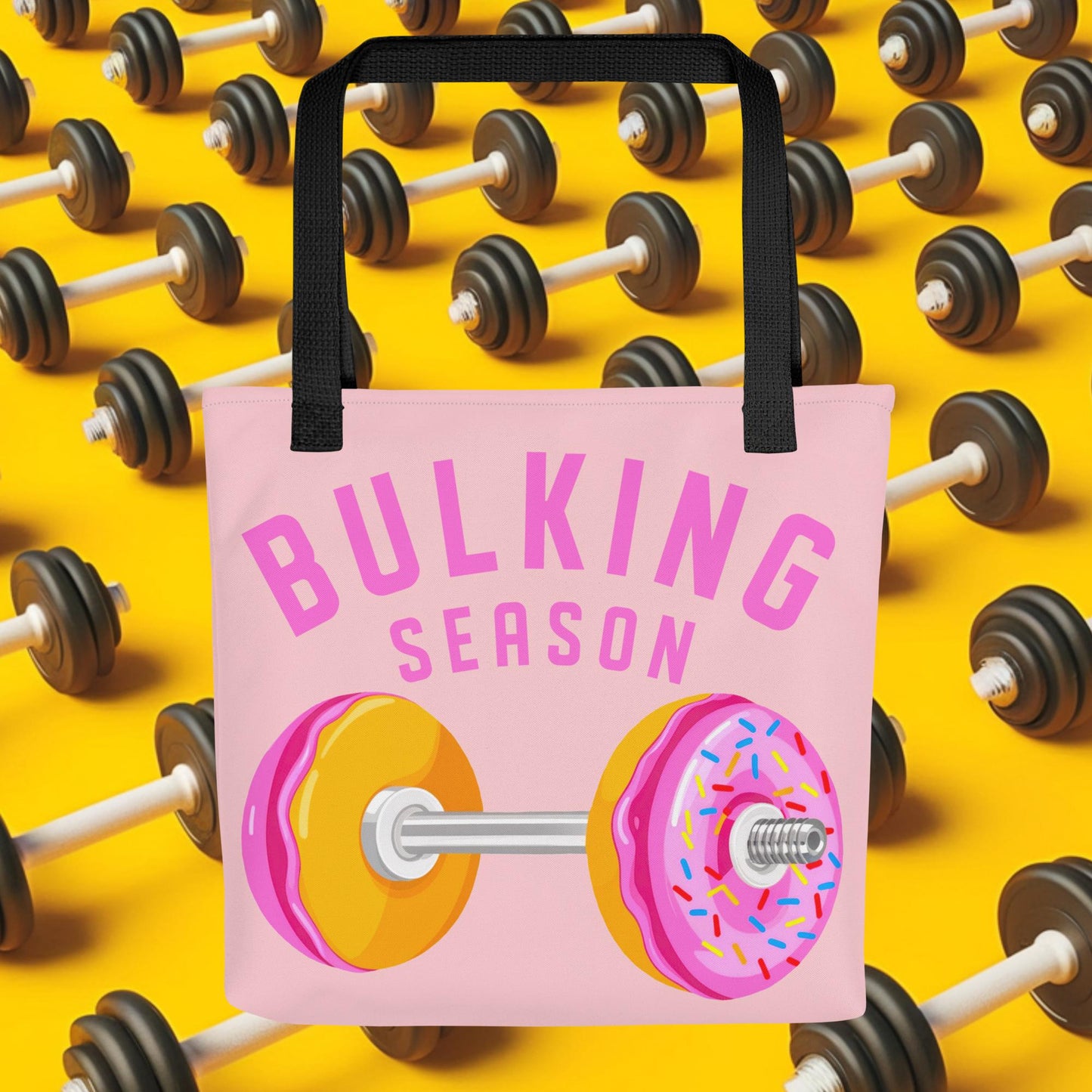 Bulking Season Donut Dumbbell Donuts Barbell Funny Bulk Diet Gym Workout Fitness Bodybuilding Tote bag Default Title Bags Bodybuilding Bulking Donuts Fast Food Fitness Gym Workout Next Cult Brand