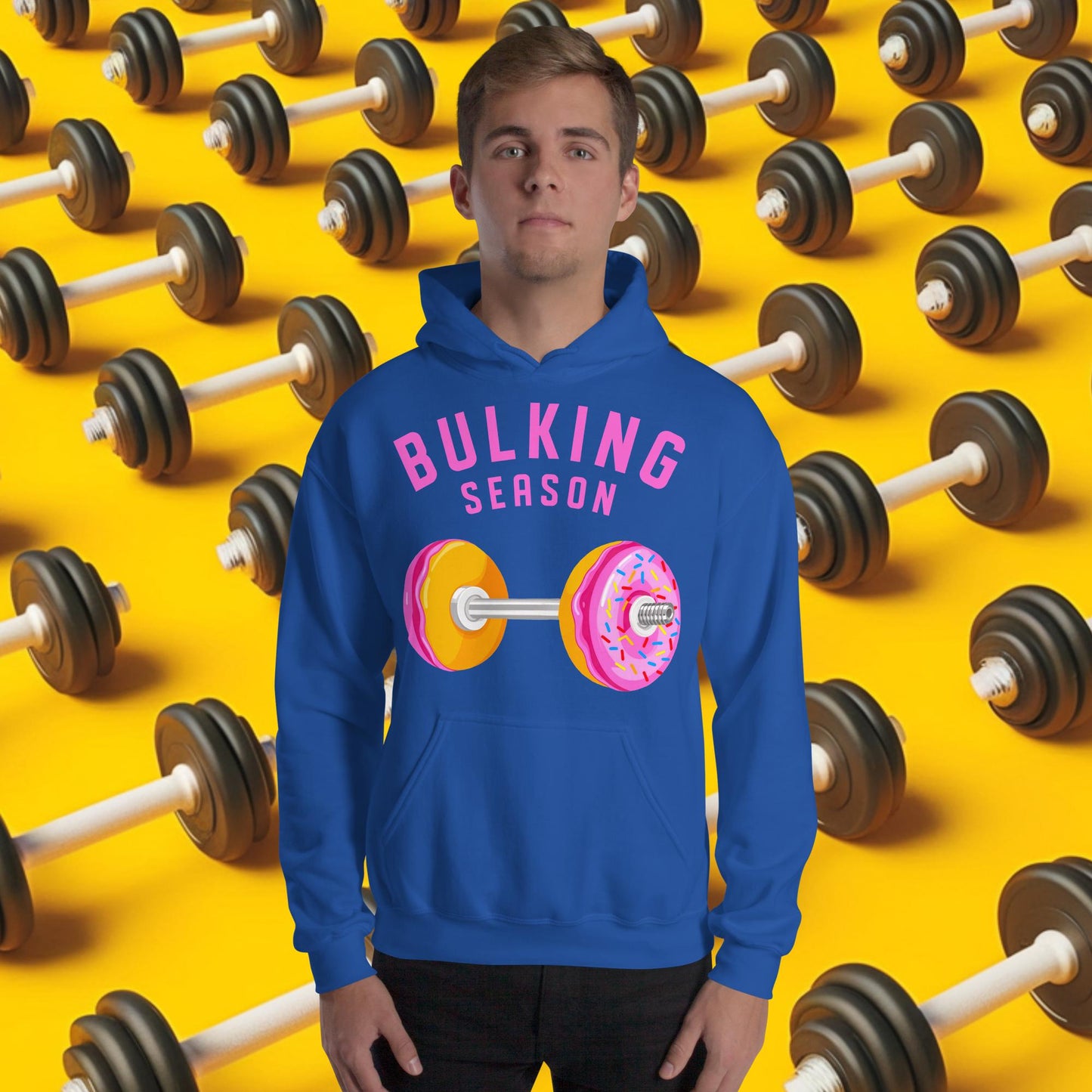 Bulking Season Donut Dumbbell Donuts Barbell Funny Bulk Diet Gym Workout Fitness Bodybuilding Unisex Hoodie Royal Hoodies Bodybuilding Bulking Donuts Fast Food Fitness Gym Workout Next Cult Brand