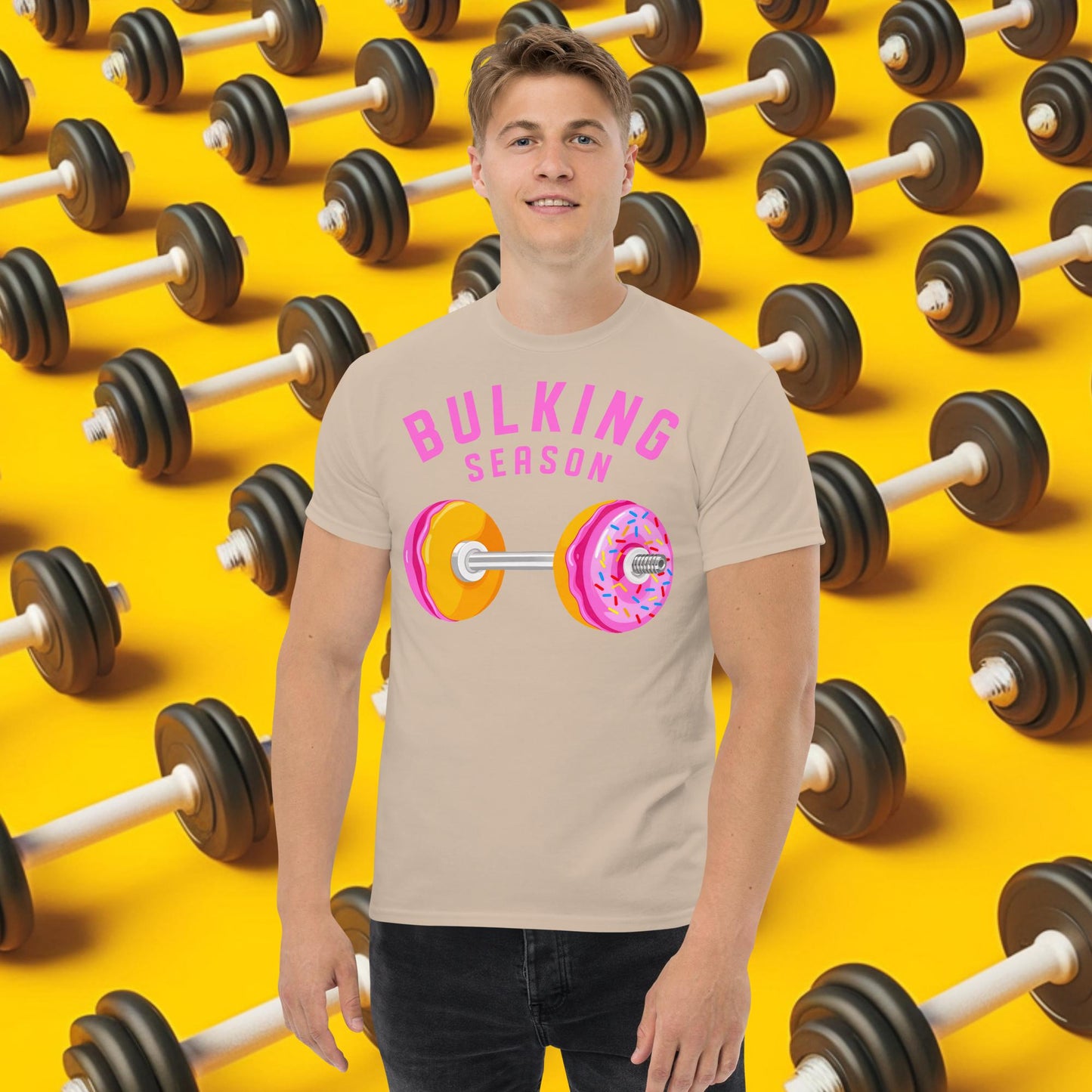 Bulking Season Donut Dumbbell Donuts Barbell Funny Bulk Diet Gym Workout Fitness Bodybuilding classic tee Sand T-shirts Bodybuilding Bulking Donuts Fast Food Fitness Gym Pump Cover Workout Next Cult Brand