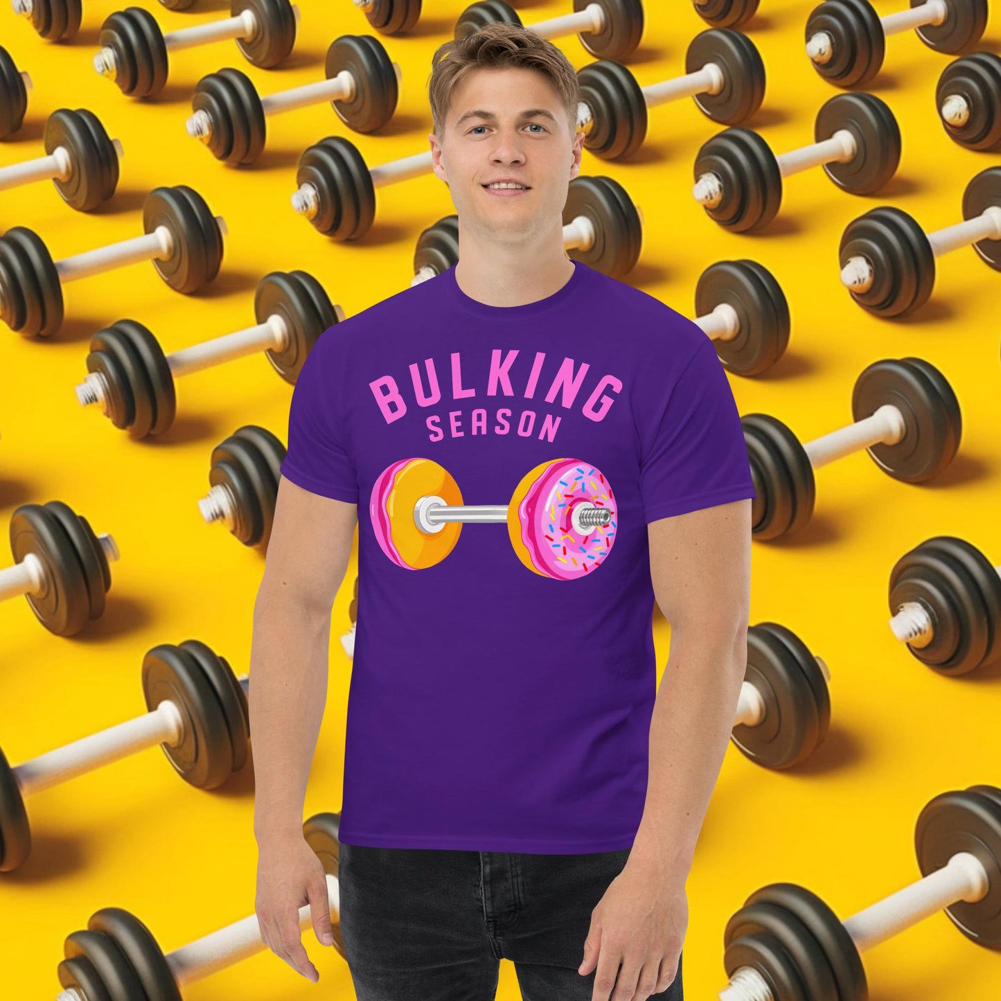 Bulking Season Donut Dumbbell Donuts Barbell Funny Bulk Diet Gym Workout Fitness Bodybuilding classic tee Purple T-shirts Bodybuilding Bulking Donuts Fast Food Fitness Gym Pump Cover Workout Next Cult Brand