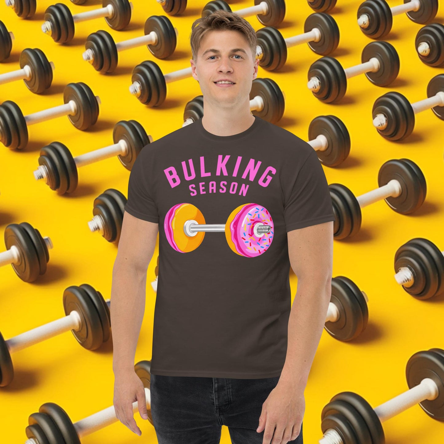 Bulking Season Donut Dumbbell Donuts Barbell Funny Bulk Diet Gym Workout Fitness Bodybuilding classic tee Dark Chocolate T-shirts Bodybuilding Bulking Donuts Fast Food Fitness Gym Pump Cover Workout Next Cult Brand
