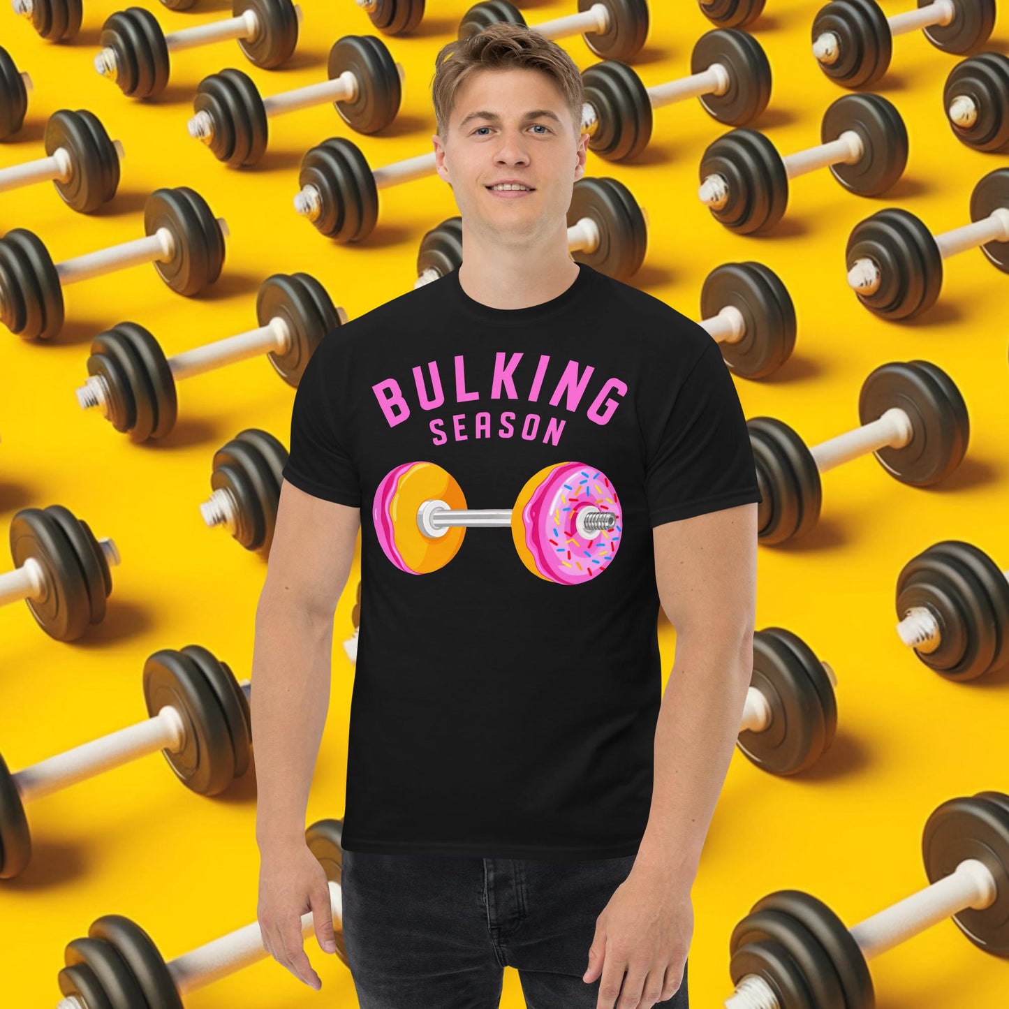 Bulking Season Donut Dumbbell Donuts Barbell Funny Bulk Diet Gym Workout Fitness Bodybuilding classic tee Black T-shirts Bodybuilding Bulking Donuts Fast Food Fitness Gym Pump Cover Workout Next Cult Brand