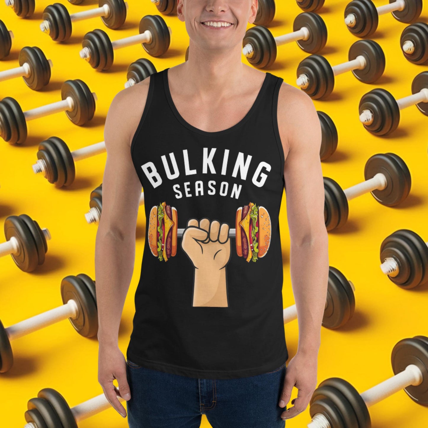 Bulking Season Funny Bulk Diet Gym Workout Fitness Tank Top Black Tank Tops Bodybuilding Bulking Burgers Fast Food Fitness Gym Workout Next Cult Brand