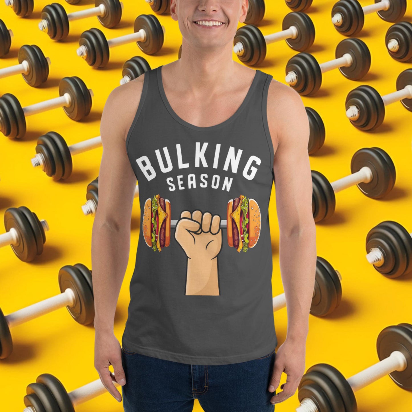 Bulking Season Funny Bulk Diet Gym Workout Fitness Tank Top Asphalt Tank Tops Bodybuilding Bulking Burgers Fast Food Fitness Gym Workout Next Cult Brand