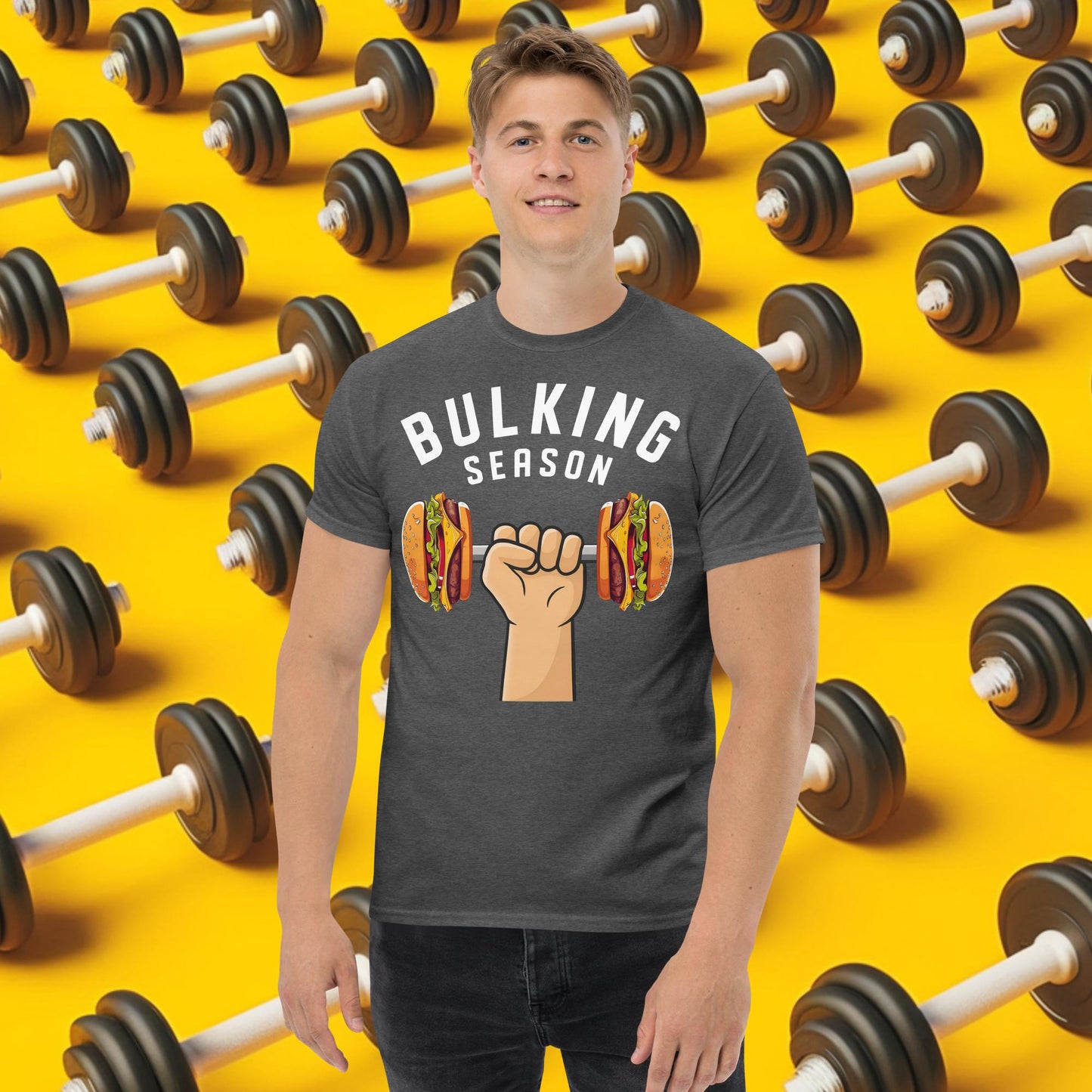 Bulking Season Funny Bulk Diet Gym Workout Fitness tee Dark Heather T-shirts Bodybuilding Bulking Burgers Fast Food Fitness Gym Pump Cover Workout Next Cult Brand