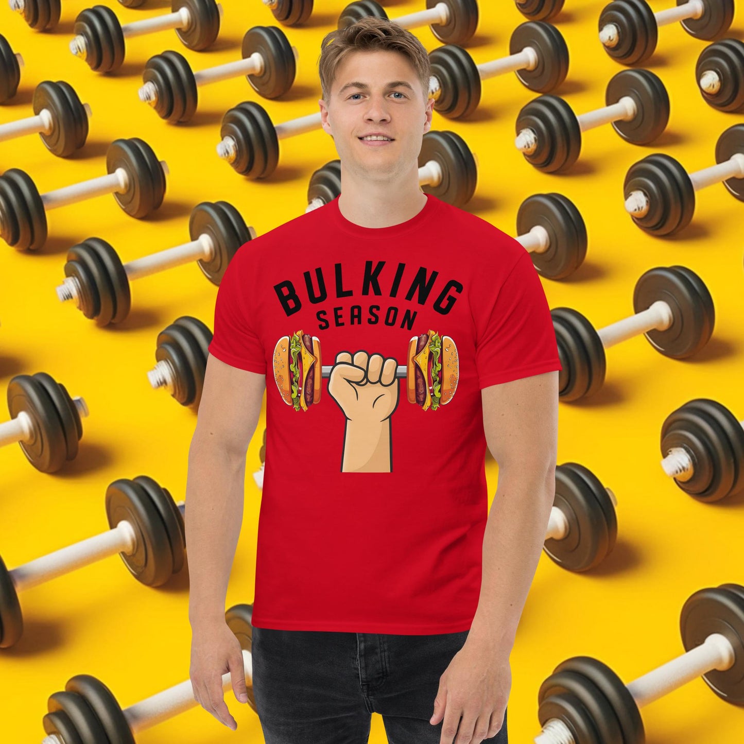 Bulking Season Funny Bulk Diet Gym Workout Fitness tee Red T-shirts Bodybuilding Bulking Burgers Fast Food Fitness Gym Pump Cover Workout Next Cult Brand