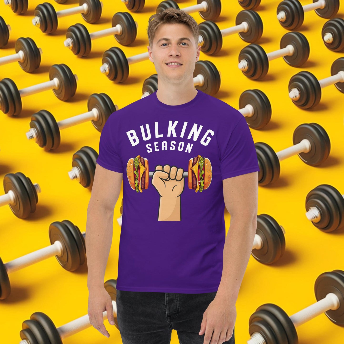 Bulking Season Funny Bulk Diet Gym Workout Fitness tee Purple T-shirts Bodybuilding Bulking Burgers Fast Food Fitness Gym Pump Cover Workout Next Cult Brand