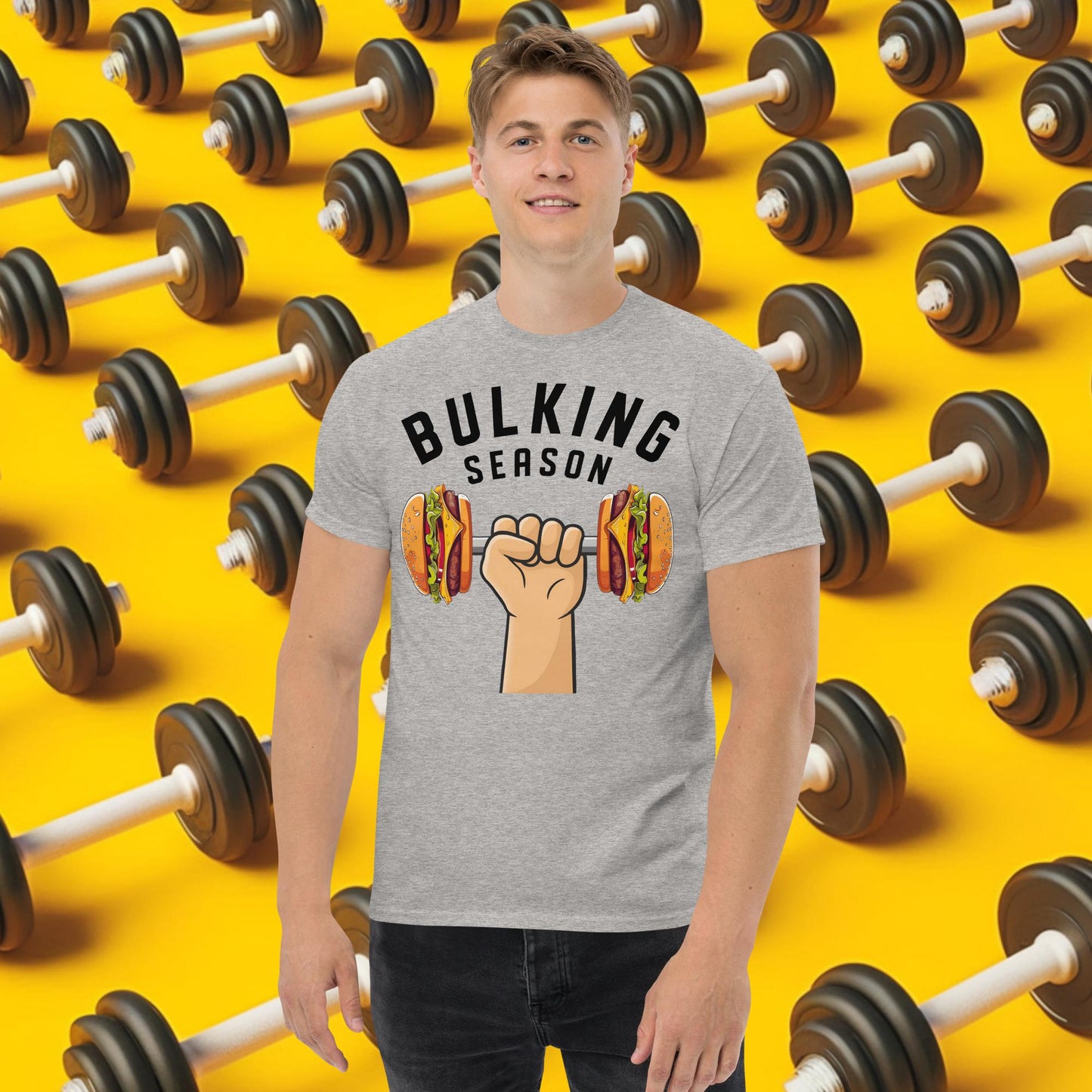 Bulking Season Funny Bulk Diet Gym Workout Fitness tee Sport Grey T-shirts Bodybuilding Bulking Burgers Fast Food Fitness Gym Pump Cover Workout Next Cult Brand