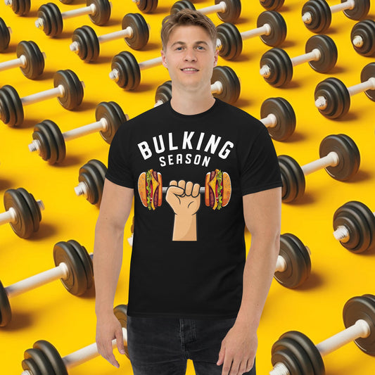 Bulking Season Funny Bulk Diet Gym Workout Fitness tee Black T-shirts Bodybuilding Bulking Burgers Fast Food Fitness Gym Pump Cover Workout Next Cult Brand