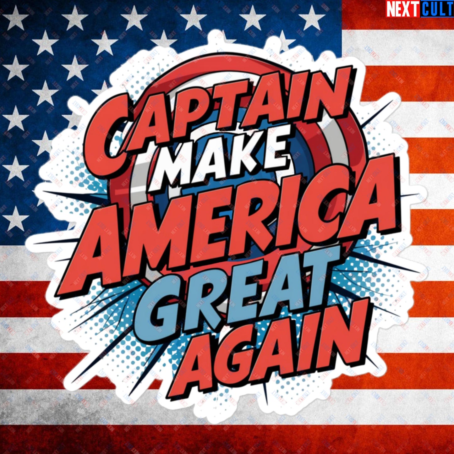 Captain Make America Great Again Donald Trump Funny MAGA Bubble-free stickers 5.5″×5.5″ Stickers Conspiracy Theories Donald Trump Politics Republicans Next Cult Brand