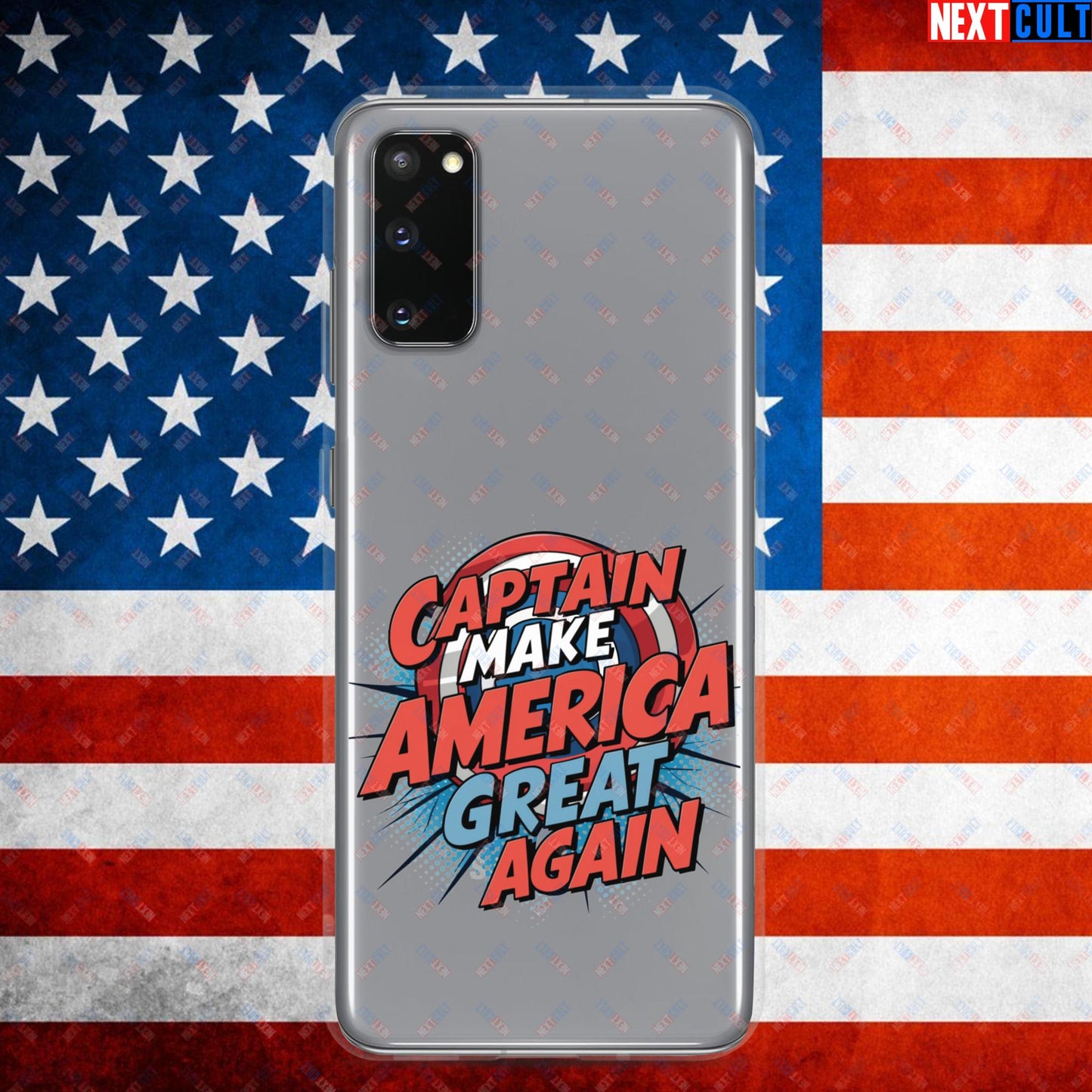 Captain Make America Great Again Donald Trump Funny MAGA Clear Case for Samsung Samsung Galaxy S20 Mobile Phone Cases Conspiracy Theories Donald Trump Politics Republicans Next Cult Brand