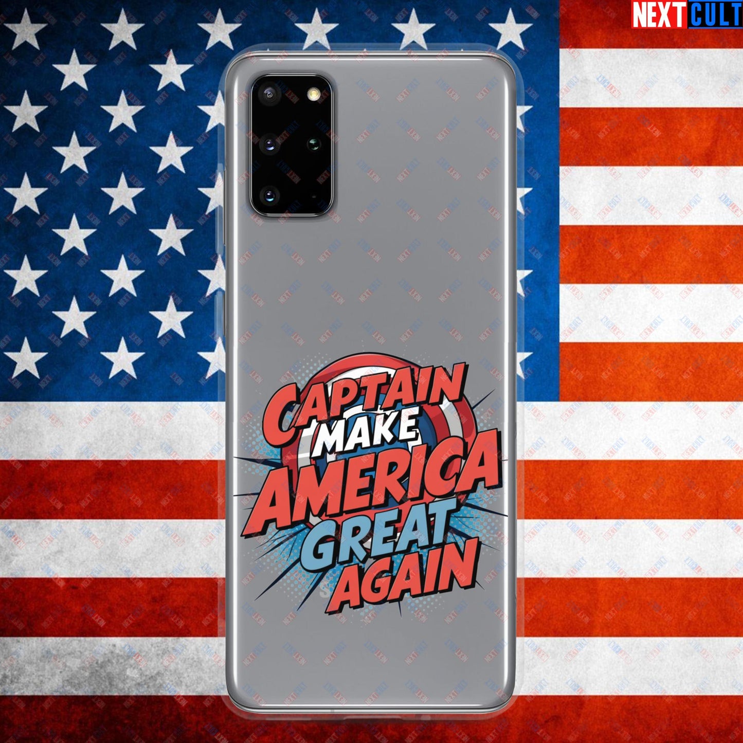 Captain Make America Great Again Donald Trump Funny MAGA Clear Case for Samsung Samsung Galaxy S20 Plus Mobile Phone Cases Conspiracy Theories Donald Trump Politics Republicans Next Cult Brand