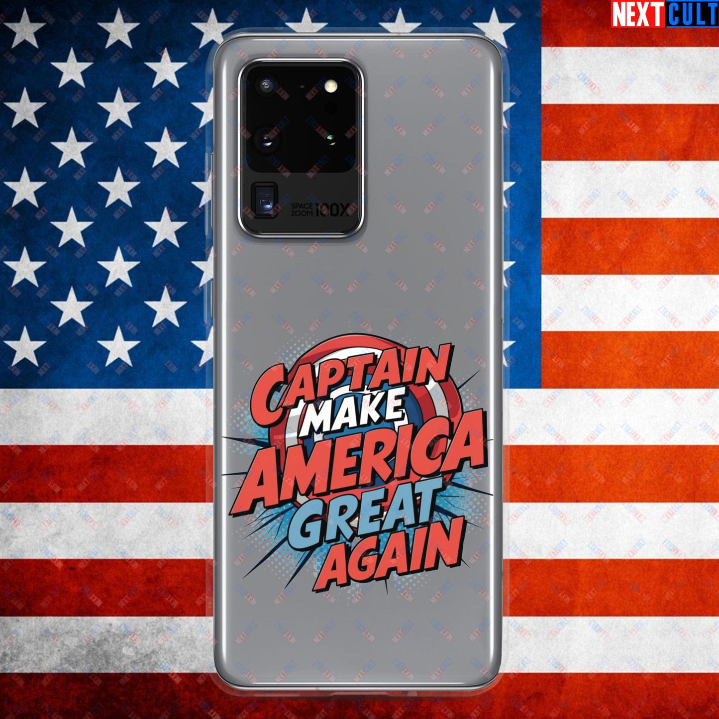 Captain Make America Great Again Donald Trump Funny MAGA Clear Case for Samsung Samsung Galaxy S20 Ultra Mobile Phone Cases Conspiracy Theories Donald Trump Politics Republicans Next Cult Brand