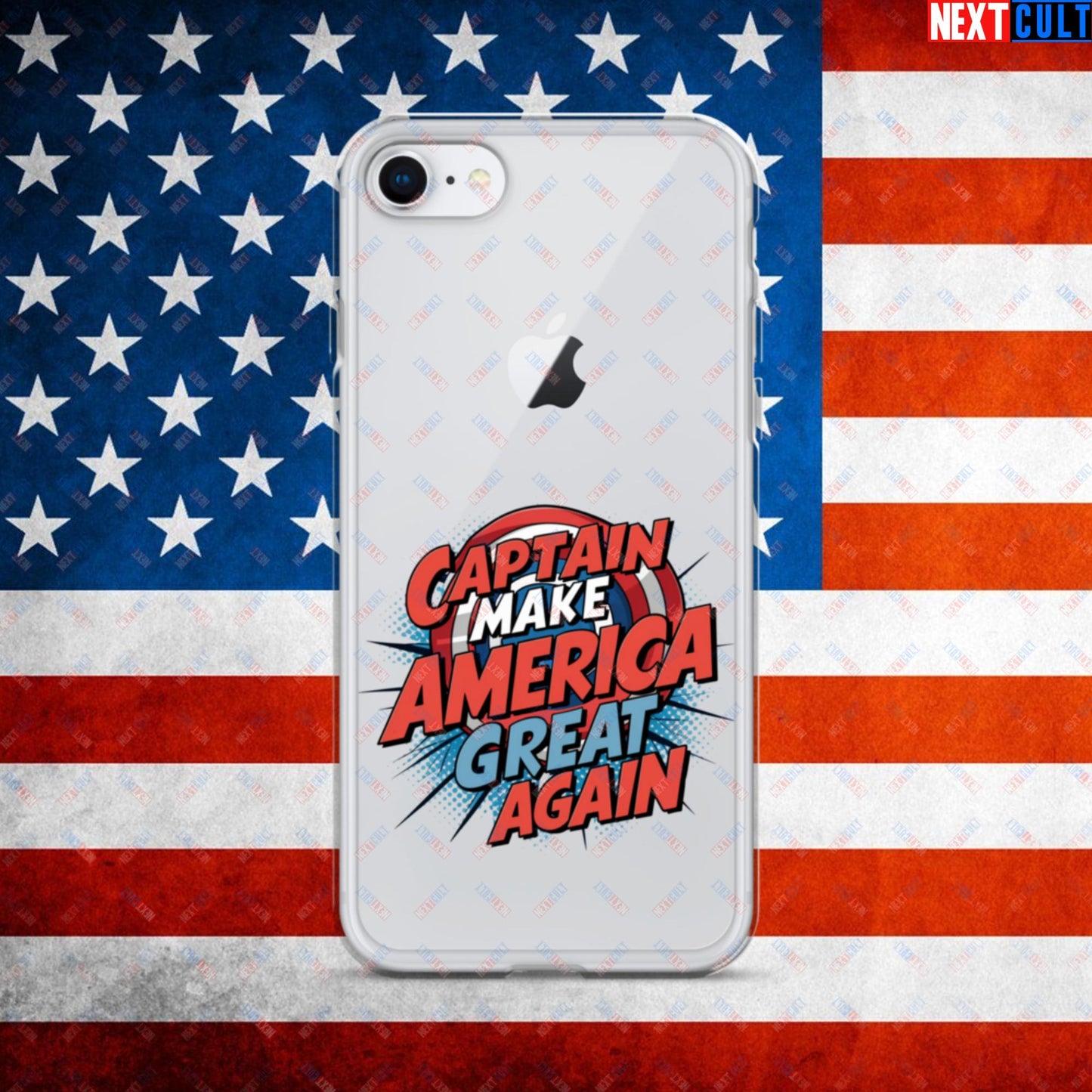 Captain Make America Great Again Donald Trump Funny MAGA Clear Case for iPhone iPhone 7 8 Mobile Phone Cases Conspiracy Theories Donald Trump Politics Republicans Next Cult Brand