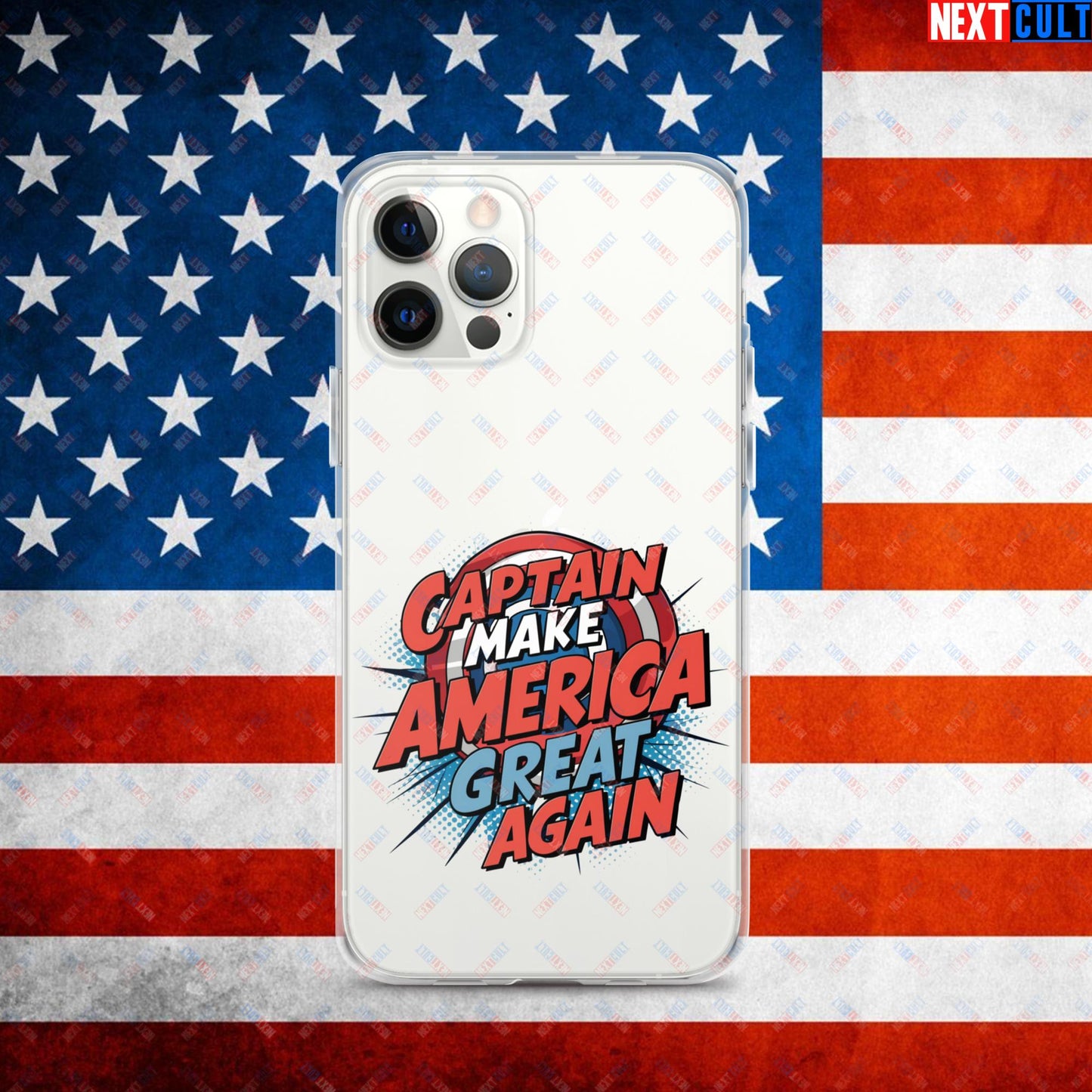 Captain Make America Great Again Donald Trump Funny MAGA Clear Case for iPhone iPhone 12 Pro Mobile Phone Cases Conspiracy Theories Donald Trump Politics Republicans Next Cult Brand