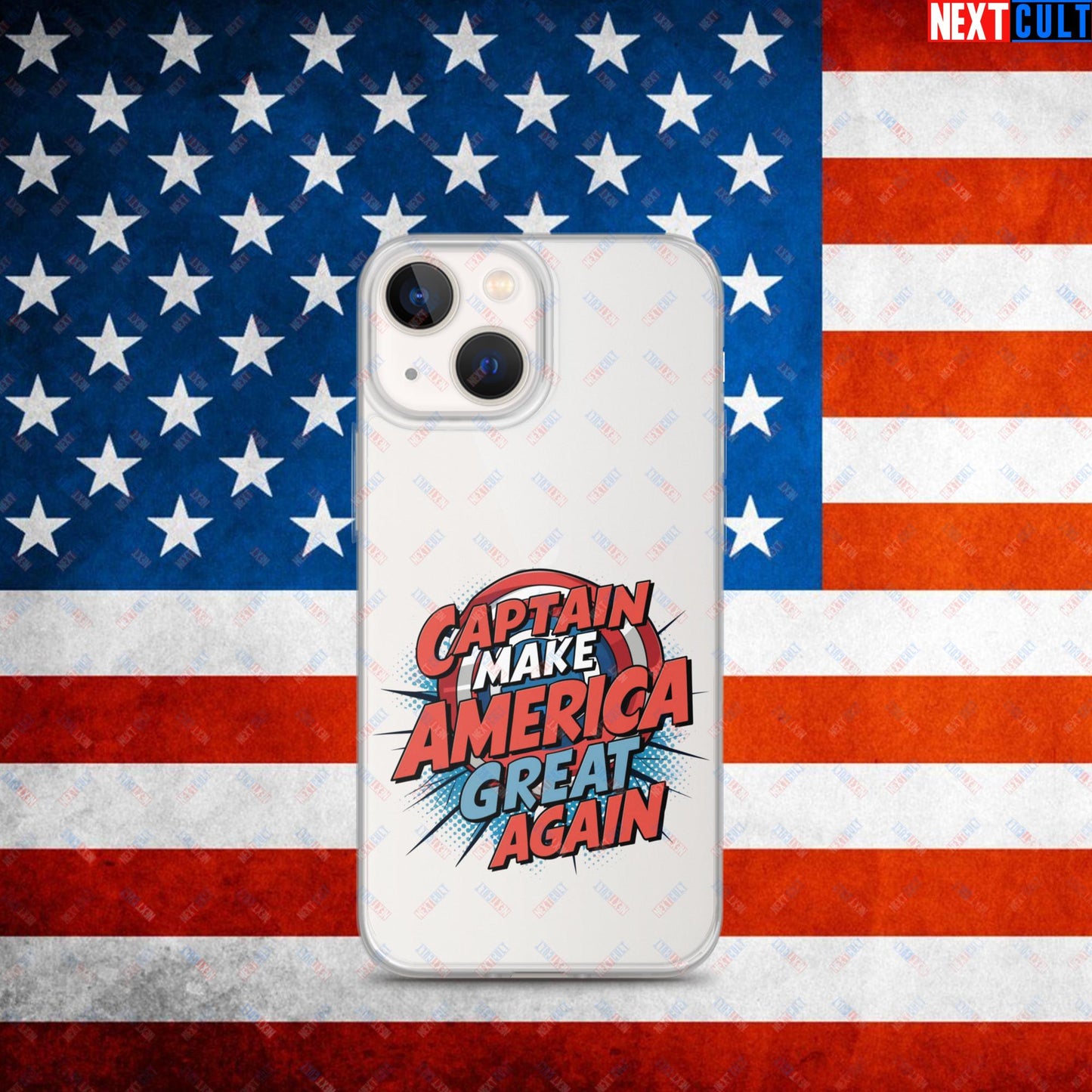 Captain Make America Great Again Donald Trump Funny MAGA Clear Case for iPhone iPhone 13 mini Mobile Phone Cases Conspiracy Theories Donald Trump Politics Republicans Next Cult Brand