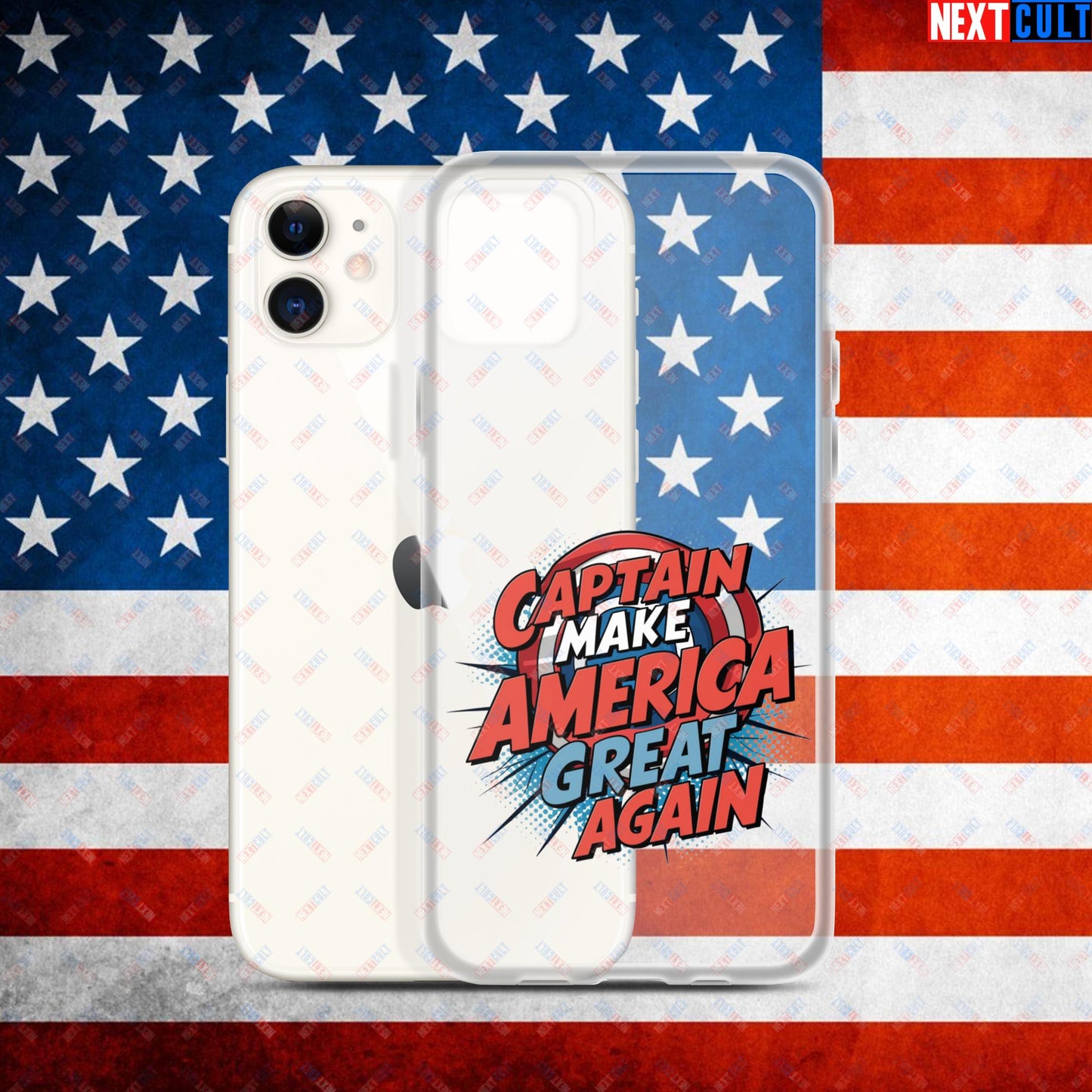 Captain Make America Great Again Donald Trump Funny MAGA Clear Case for iPhone iPhone 11 Mobile Phone Cases Conspiracy Theories Donald Trump Politics Republicans Next Cult Brand