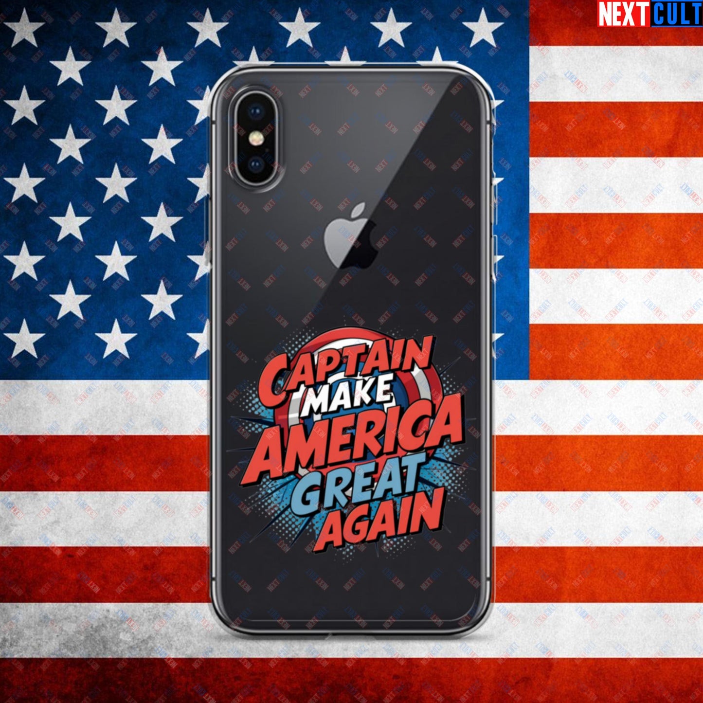 Captain Make America Great Again Donald Trump Funny MAGA Clear Case for iPhone iPhone X XS Mobile Phone Cases Conspiracy Theories Donald Trump Politics Republicans Next Cult Brand