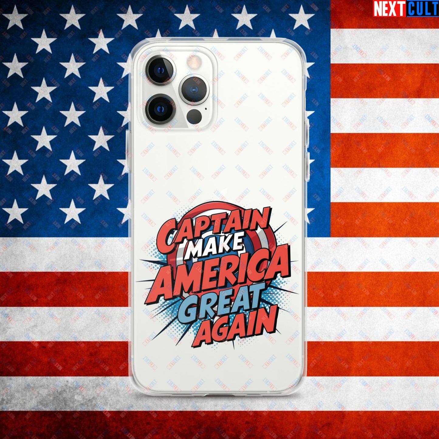 Captain Make America Great Again Donald Trump Funny MAGA Clear Case for iPhone iPhone 12 Pro Max Mobile Phone Cases Conspiracy Theories Donald Trump Politics Republicans Next Cult Brand
