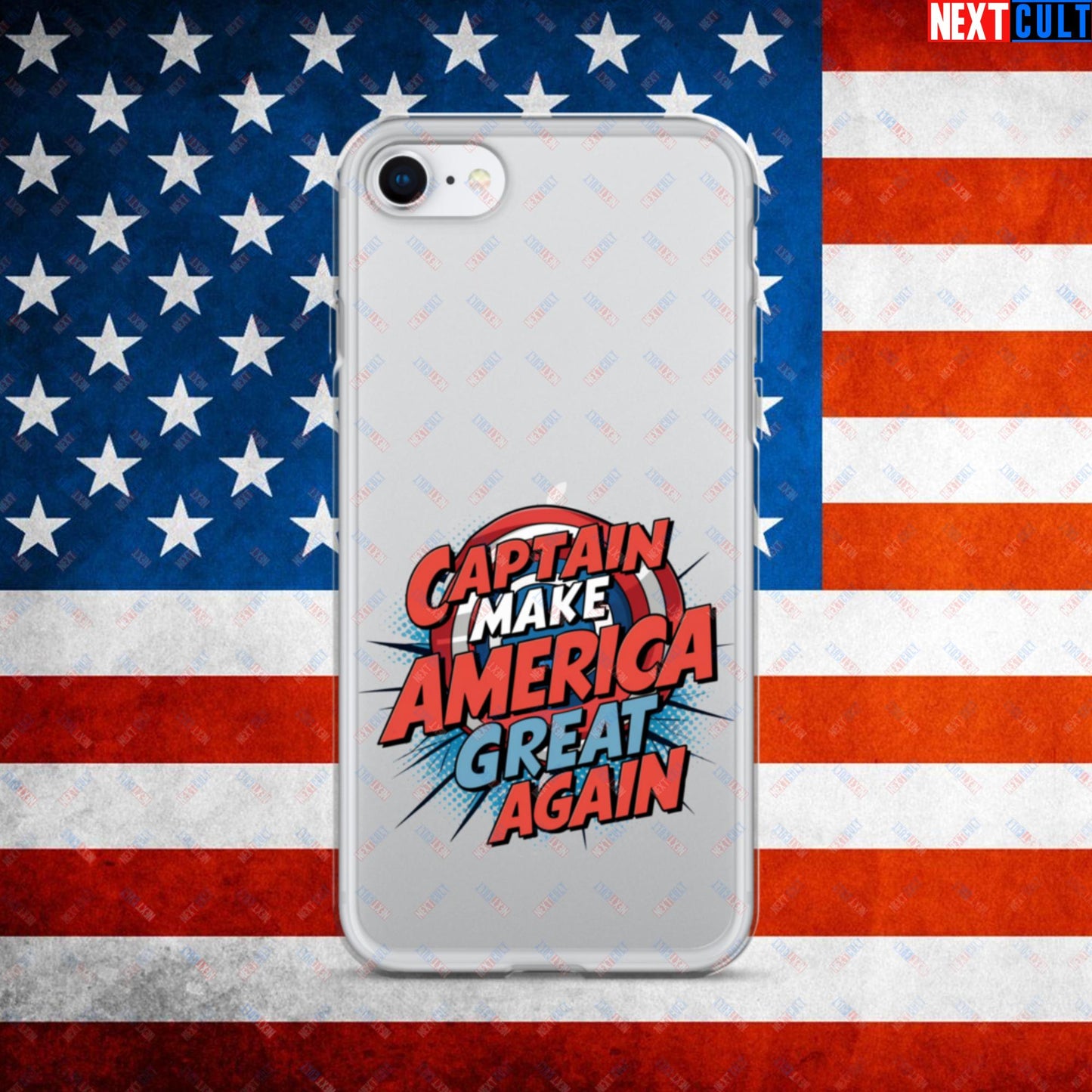 Captain Make America Great Again Donald Trump Funny MAGA Clear Case for iPhone iPhone SE Mobile Phone Cases Conspiracy Theories Donald Trump Politics Republicans Next Cult Brand