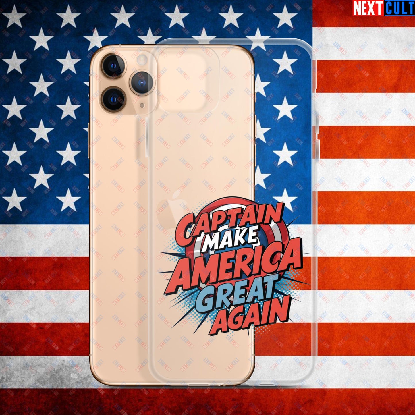 Captain Make America Great Again Donald Trump Funny MAGA Clear Case for iPhone iPhone 11 Pro Max Mobile Phone Cases Conspiracy Theories Donald Trump Politics Republicans Next Cult Brand