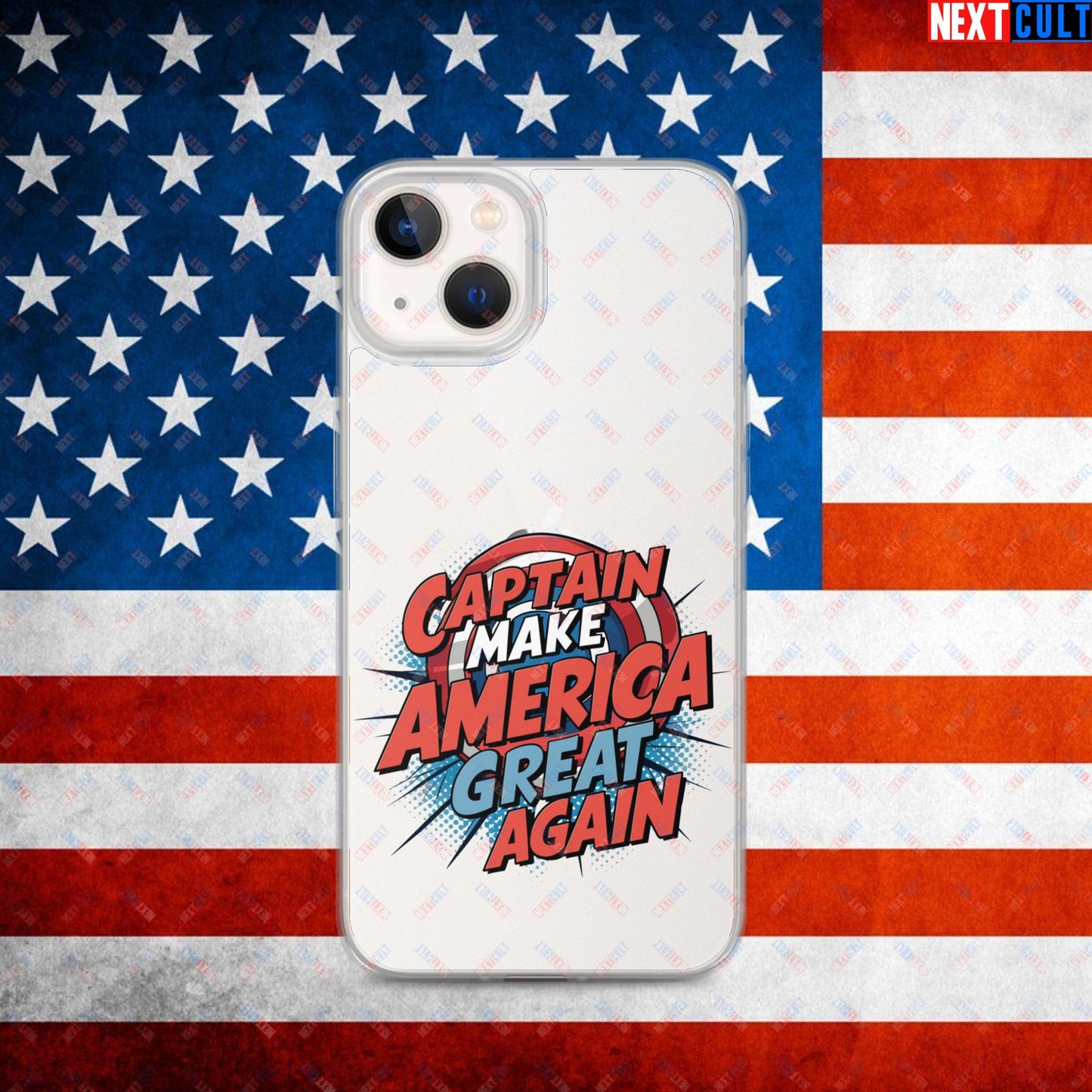 Captain Make America Great Again Donald Trump Funny MAGA Clear Case for iPhone iPhone 13 Mobile Phone Cases Conspiracy Theories Donald Trump Politics Republicans Next Cult Brand