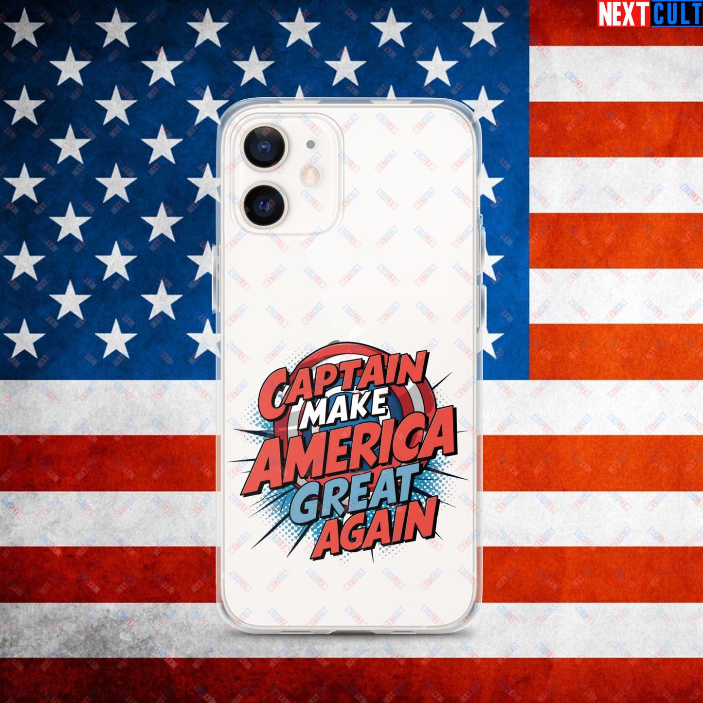 Captain Make America Great Again Donald Trump Funny MAGA Clear Case for iPhone iPhone 12 Mobile Phone Cases Conspiracy Theories Donald Trump Politics Republicans Next Cult Brand