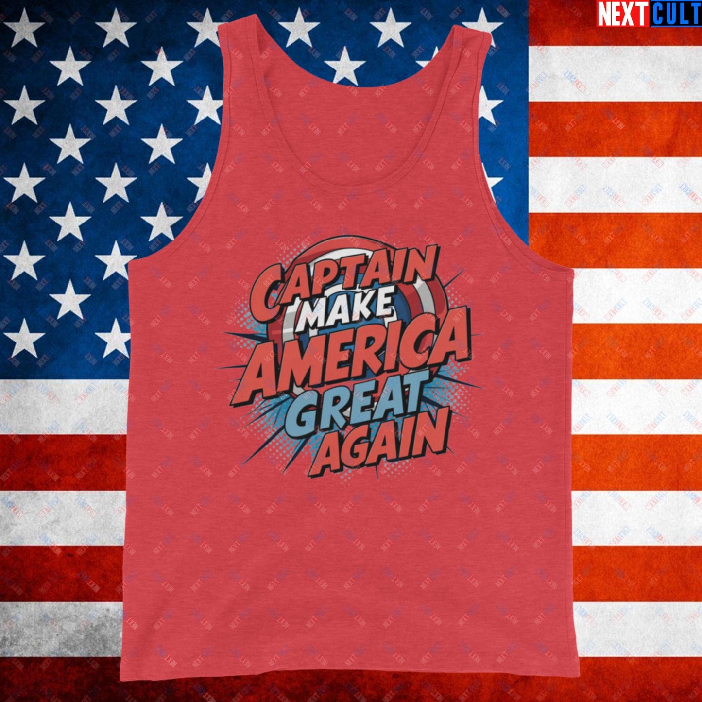 Captain Make America Great Again Donald Trump Funny MAGA Tank Top Red Triblend Tank Tops Conspiracy Theories Donald Trump Politics Republicans Next Cult Brand