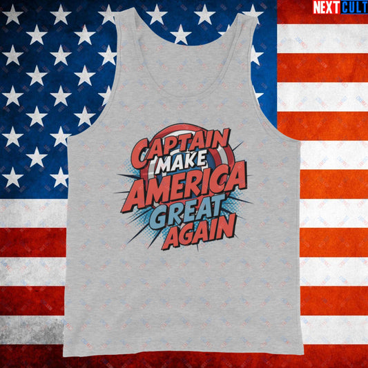 Captain Make America Great Again Donald Trump Funny MAGA Tank Top Athletic Heather Tank Tops Conspiracy Theories Donald Trump Politics Republicans Next Cult Brand