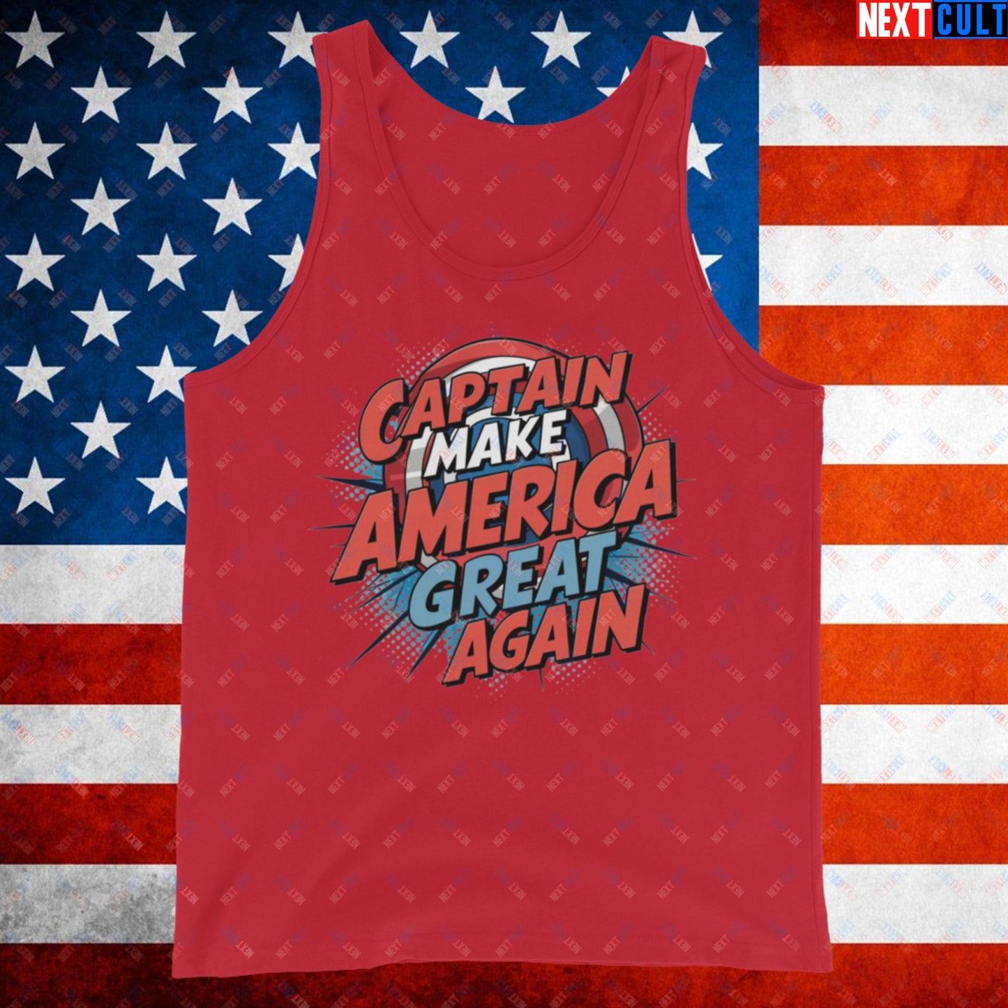 Captain Make America Great Again Donald Trump Funny MAGA Tank Top Red Tank Tops Conspiracy Theories Donald Trump Politics Republicans Next Cult Brand
