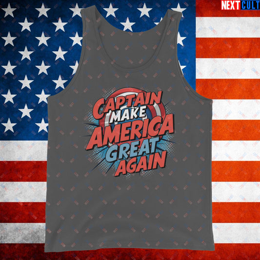 Captain Make America Great Again Donald Trump Funny MAGA Tank Top Asphalt Tank Tops Conspiracy Theories Donald Trump Politics Republicans Next Cult Brand