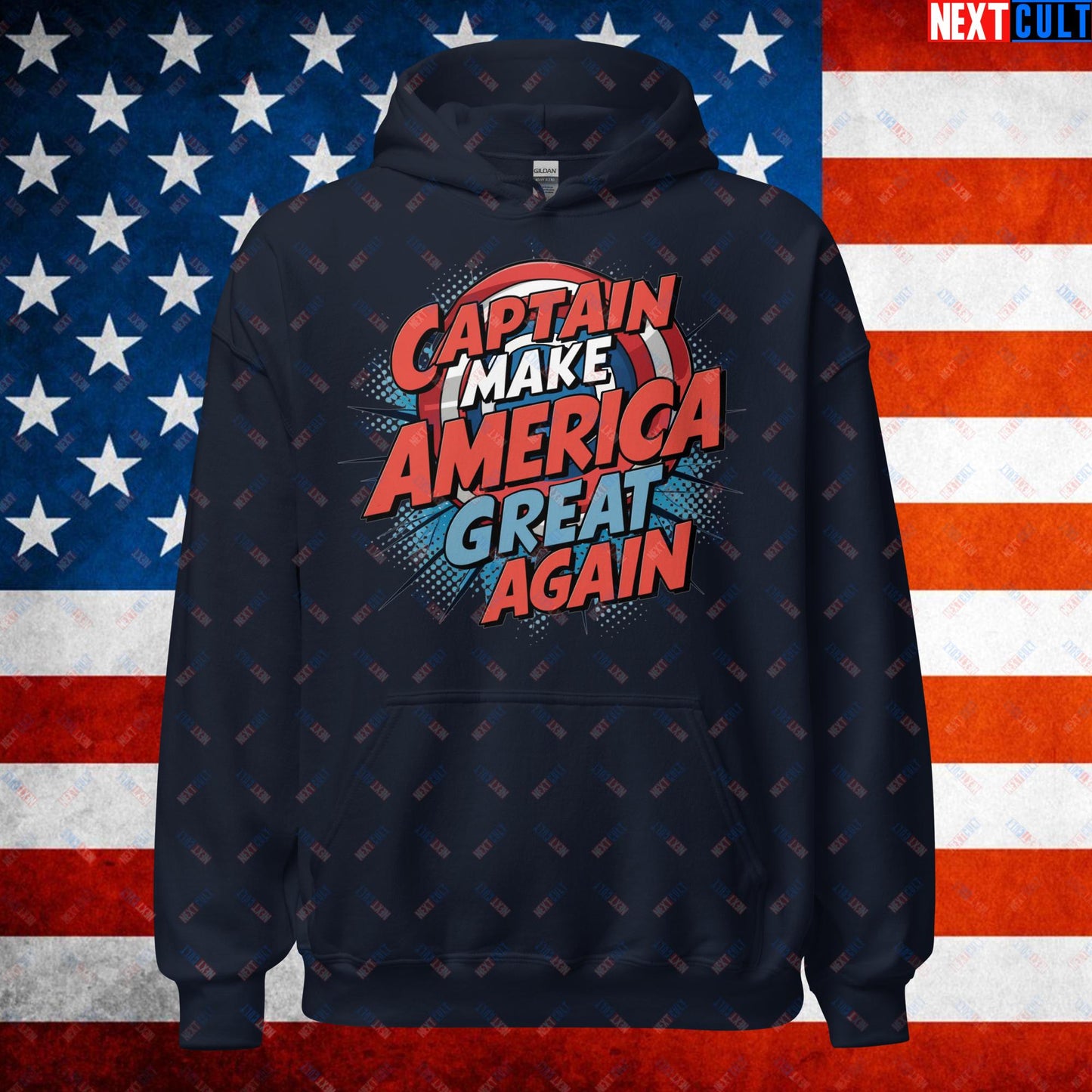 Captain Make America Great Again Donald Trump Funny MAGA Unisex Hoodie Navy Hoodies Conspiracy Theories Donald Trump Politics Republicans Next Cult Brand