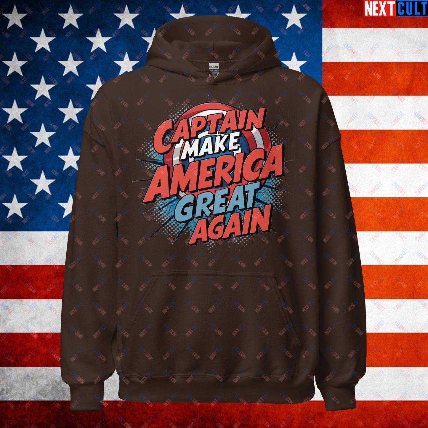 Captain Make America Great Again Donald Trump Funny MAGA Unisex Hoodie Dark Chocolate Hoodies Conspiracy Theories Donald Trump Politics Republicans Next Cult Brand
