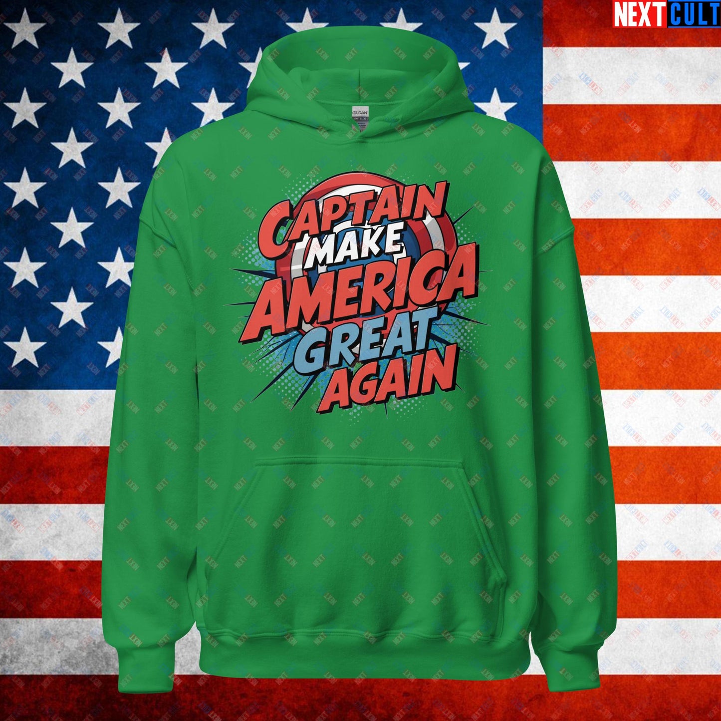 Captain Make America Great Again Donald Trump Funny MAGA Unisex Hoodie Irish Green Hoodies Conspiracy Theories Donald Trump Politics Republicans Next Cult Brand