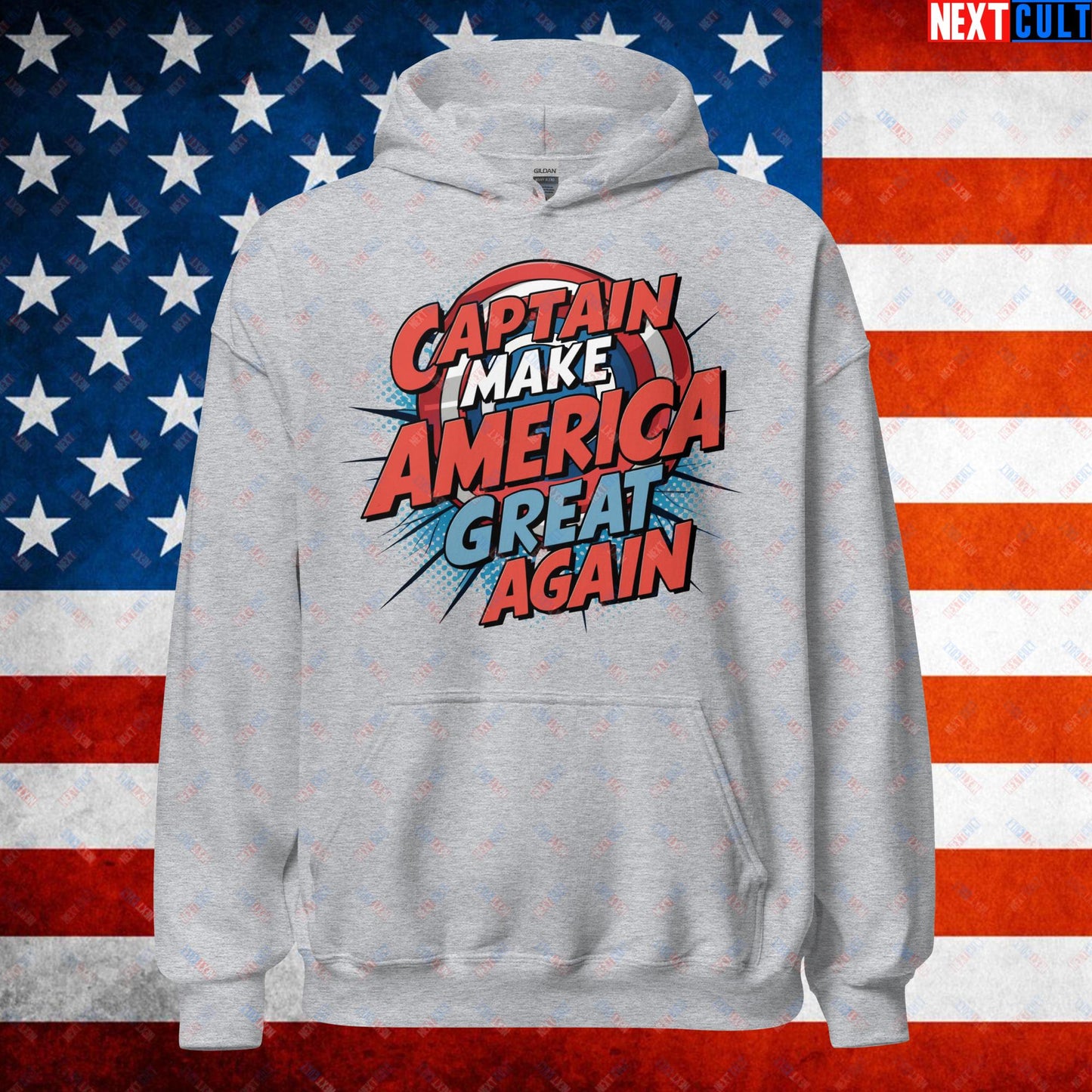 Captain Make America Great Again Donald Trump Funny MAGA Unisex Hoodie Sport Grey Hoodies Conspiracy Theories Donald Trump Politics Republicans Next Cult Brand