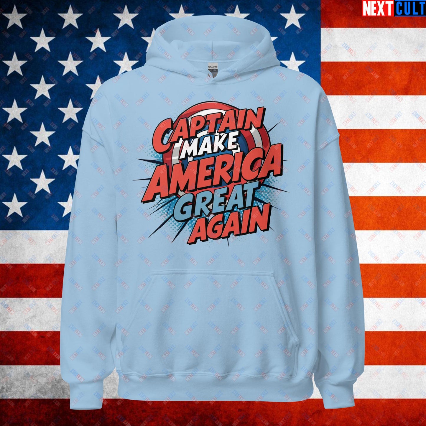 Captain Make America Great Again Donald Trump Funny MAGA Unisex Hoodie Light Blue Hoodies Conspiracy Theories Donald Trump Politics Republicans Next Cult Brand