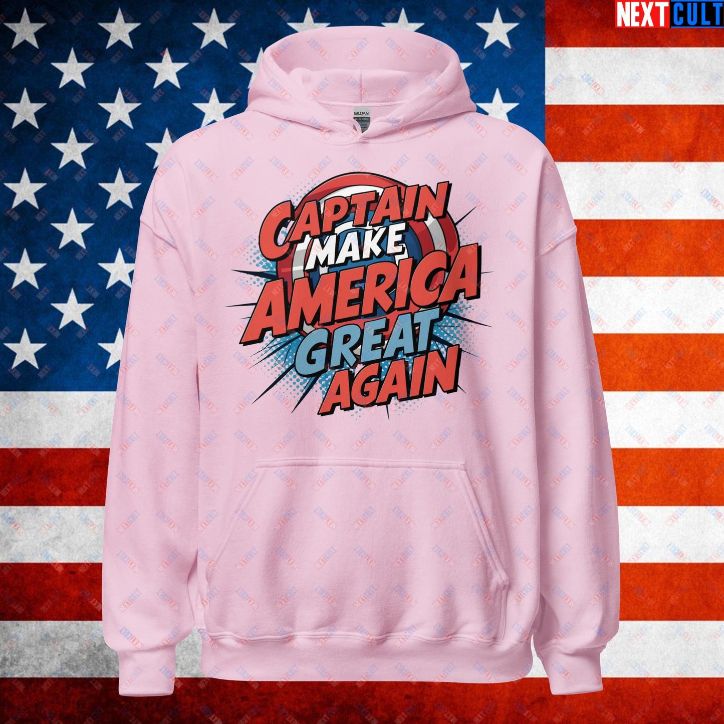 Captain Make America Great Again Donald Trump Funny MAGA Unisex Hoodie Light Pink Hoodies Conspiracy Theories Donald Trump Politics Republicans Next Cult Brand