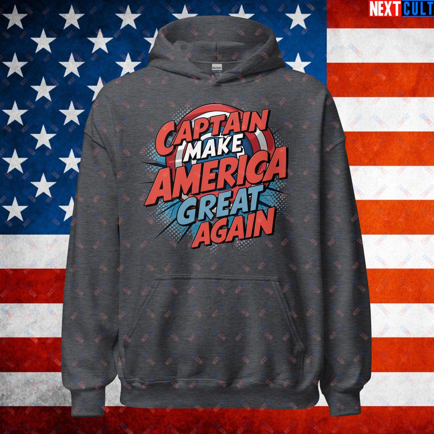 Captain Make America Great Again Donald Trump Funny MAGA Unisex Hoodie Dark Heather Hoodies Conspiracy Theories Donald Trump Politics Republicans Next Cult Brand