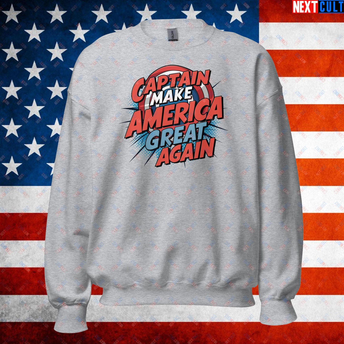 Captain Make America Great Again Donald Trump Funny MAGA Unisex Sweatshirt Sport Grey Sweatshirts Conspiracy Theories Donald Trump Politics Republicans Next Cult Brand