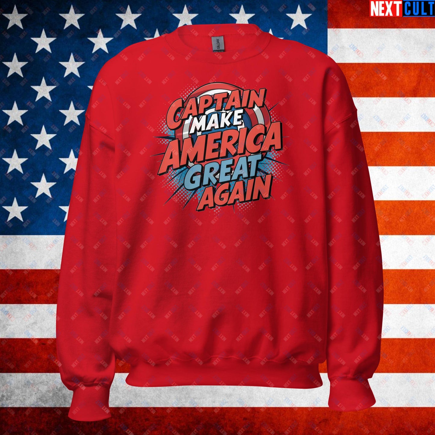 Captain Make America Great Again Donald Trump Funny MAGA Unisex Sweatshirt Red Sweatshirts Conspiracy Theories Donald Trump Politics Republicans Next Cult Brand