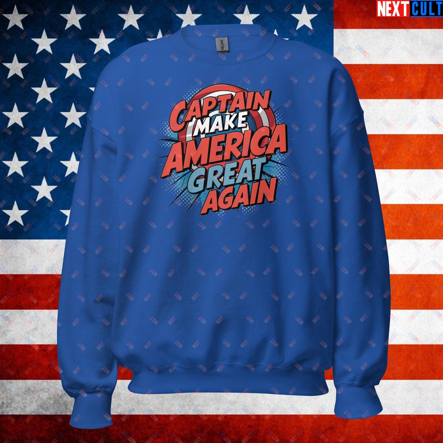 Captain Make America Great Again Donald Trump Funny MAGA Unisex Sweatshirt Royal Sweatshirts Conspiracy Theories Donald Trump Politics Republicans Next Cult Brand