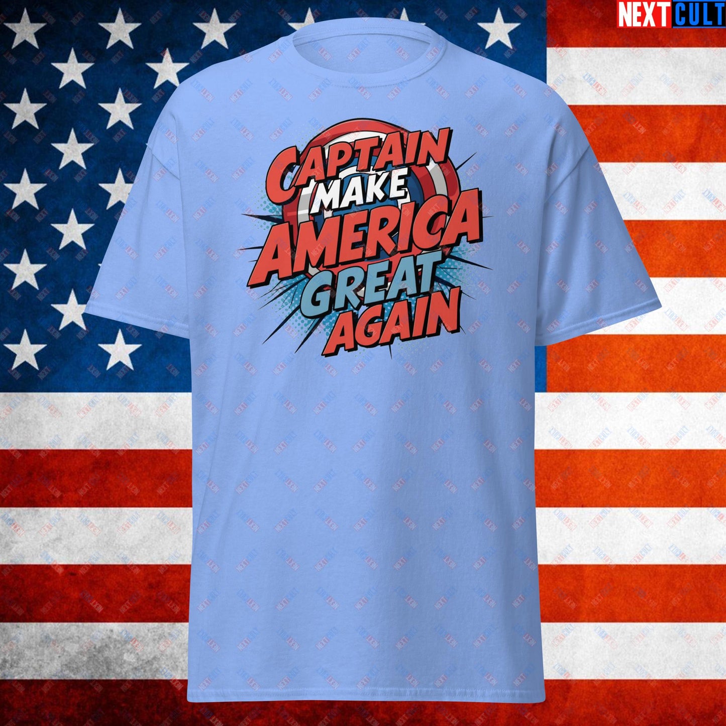 Captain Make America Great Again Donald Trump Funny MAGA Unisex tee Carolina Blue T-shirts Conspiracy Theories Donald Trump Politics Republicans Next Cult Brand