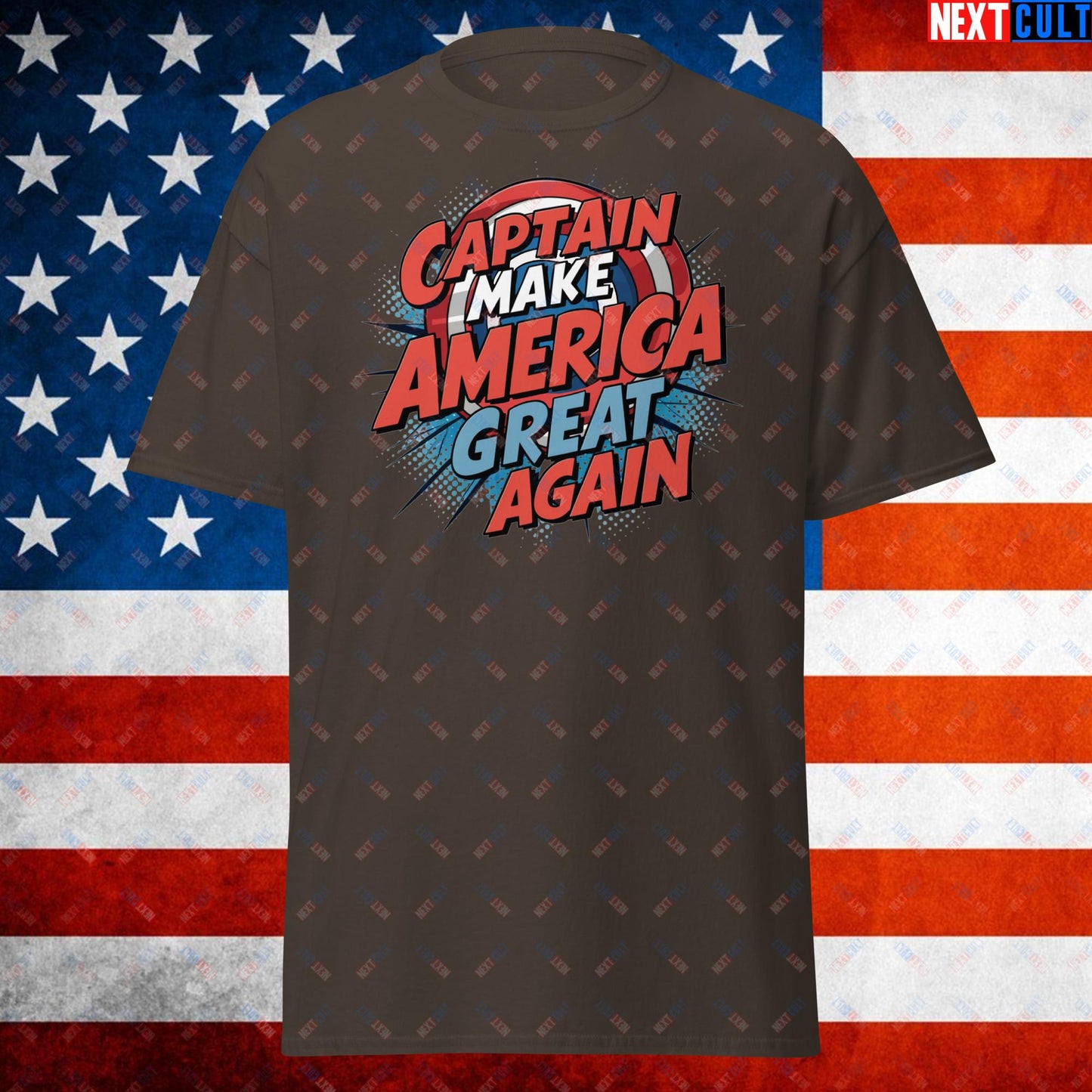 Captain Make America Great Again Donald Trump Funny MAGA Unisex tee Dark Chocolate T-shirts Conspiracy Theories Donald Trump Politics Republicans Next Cult Brand