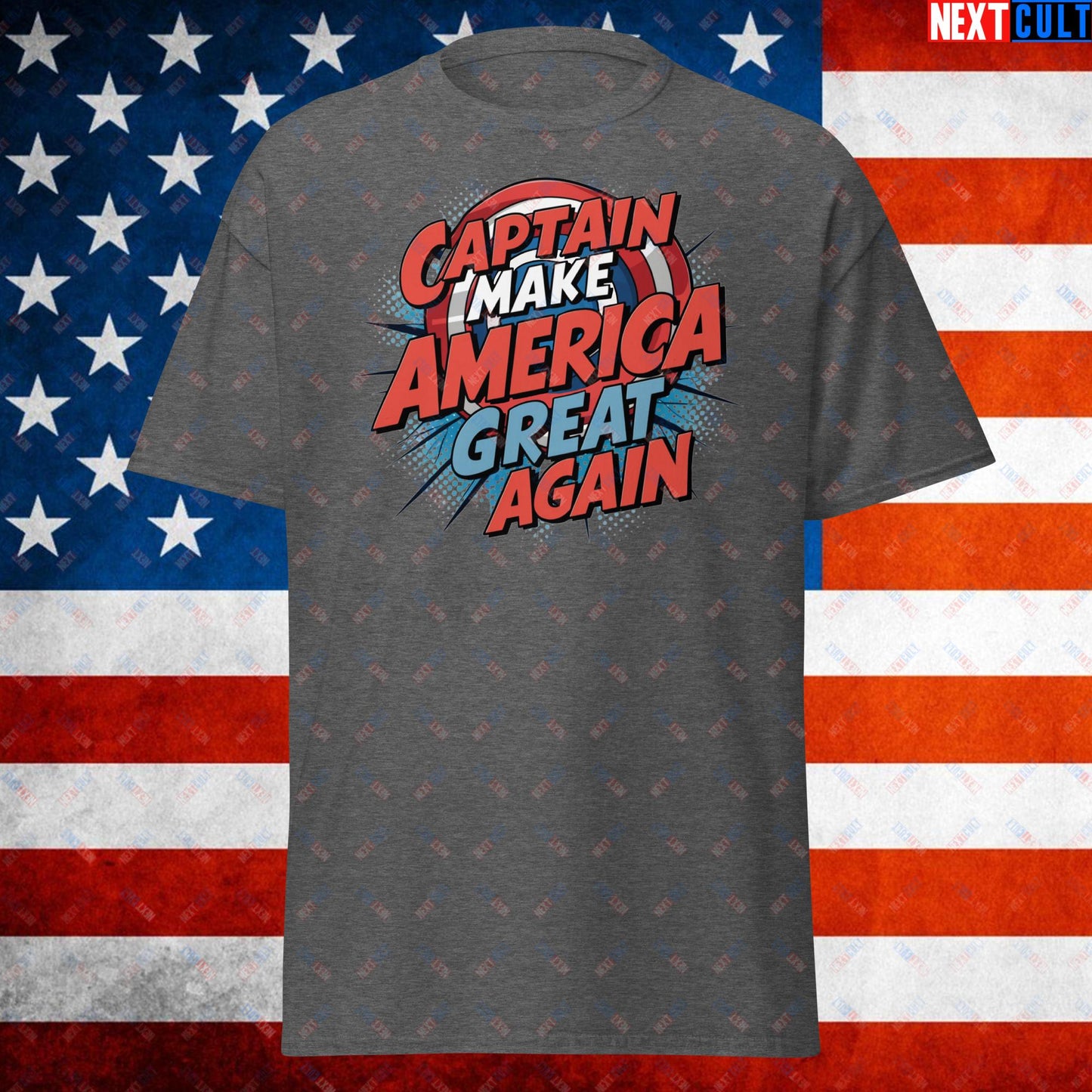 Captain Make America Great Again Donald Trump Funny MAGA Unisex tee Dark Heather T-shirts Conspiracy Theories Donald Trump Politics Republicans Next Cult Brand
