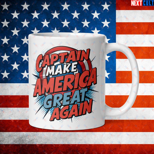 Captain Make America Great Again Donald Trump Funny MAGA White glossy mug Default Title Mugs Conspiracy Theories Donald Trump Politics Republicans Next Cult Brand