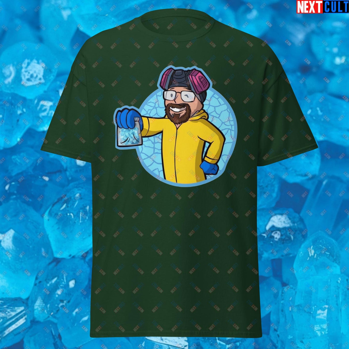 Chemistry Boy Walter White Breaking Bad Vault Boy Fallout Funny Meme Cartoon Mashup Unisex tee T-shirts Next Cult Brand