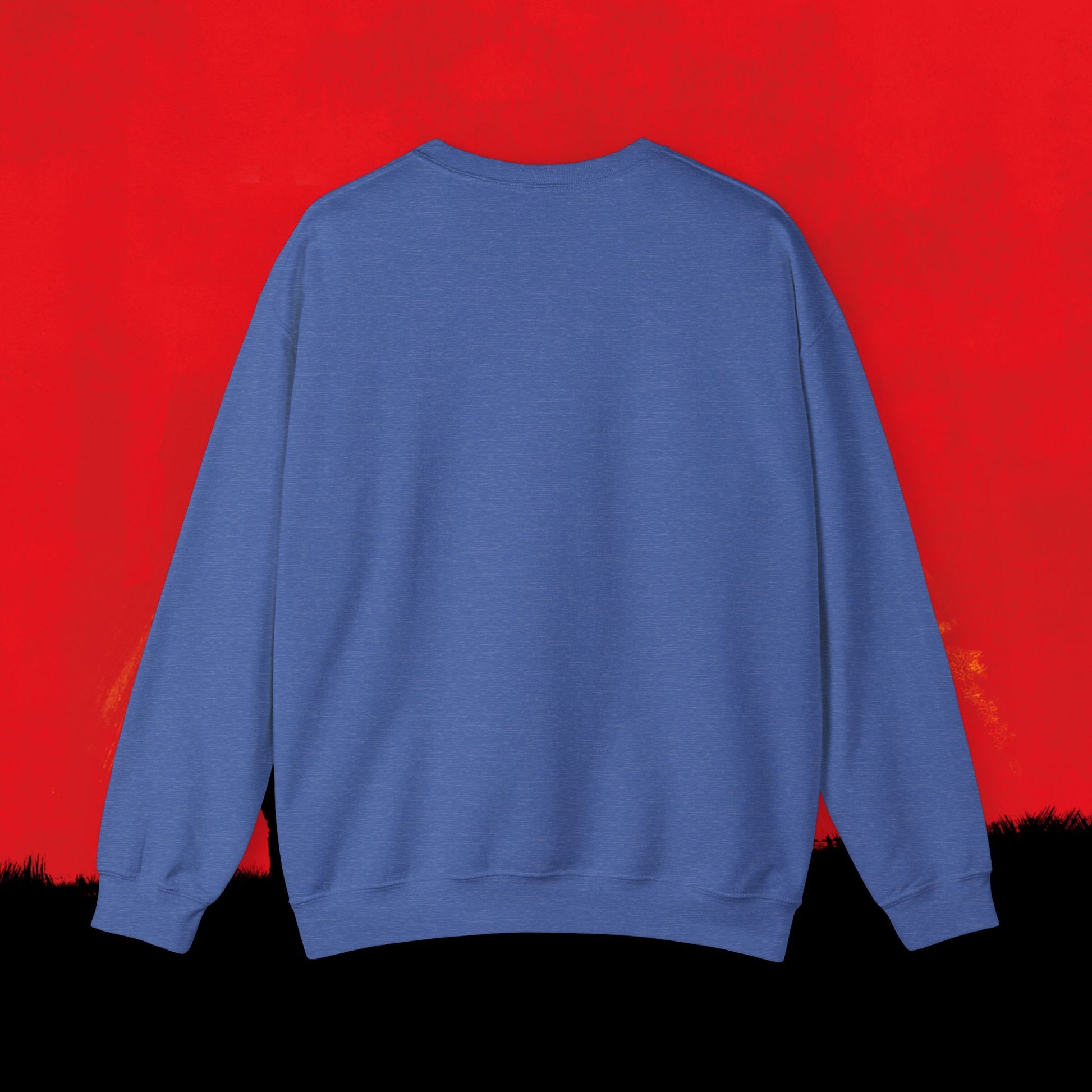 Cowboy Red Dead Redemption Vault Boy Fallout Funny Meme Cartoon Mashup Unisex Heavy Blend Crewneck Sweatshirt Sweatshirts Fallout Red Dead Redemption Vault Boy Video Games Printify