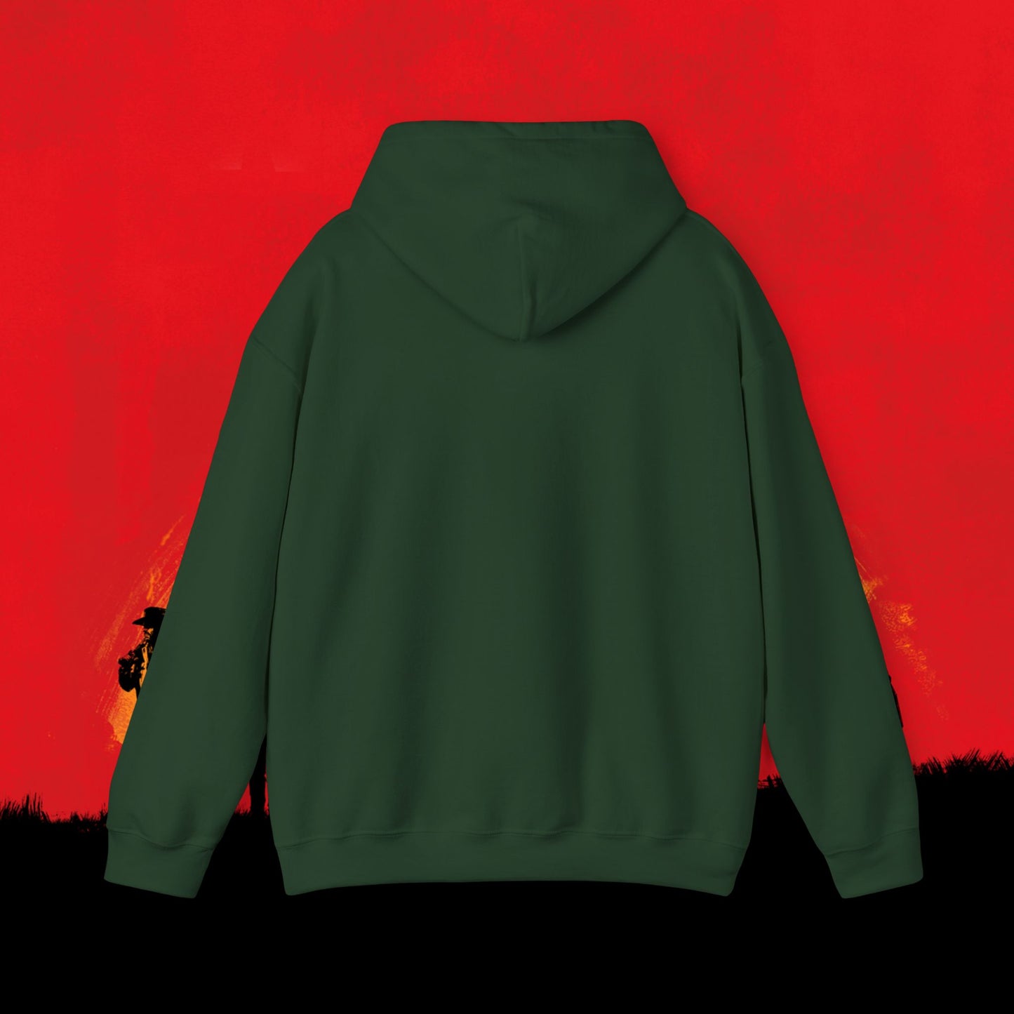 Cowboy Red Dead Redemption Vault Boy Fallout Funny Meme Cartoon Mashup Unisex Heavy Blend Hooded Sweatshirt Sweatshirts Fallout Red Dead Redemption Vault Boy Video Games Printify