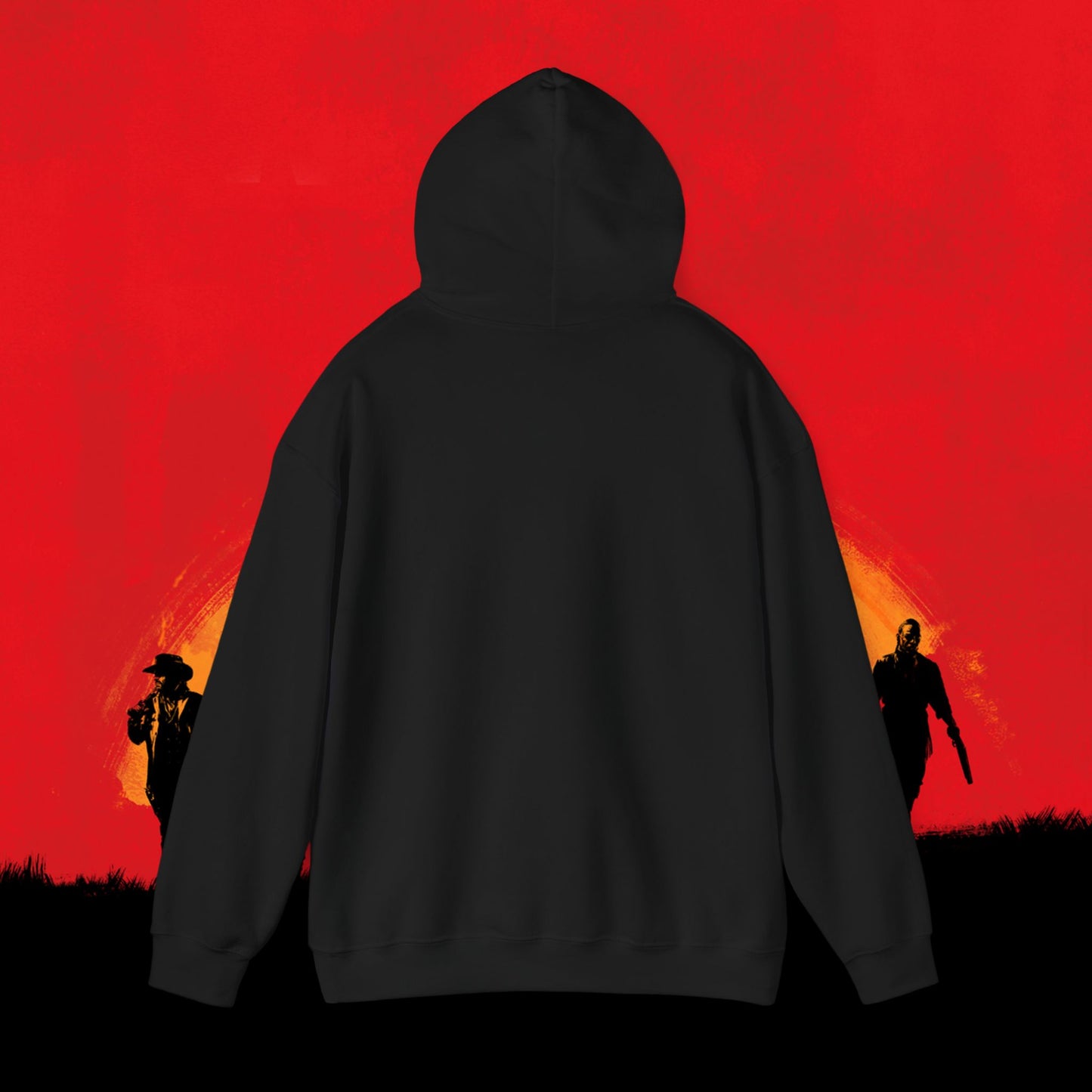 Cowboy Red Dead Redemption Vault Boy Fallout Funny Meme Cartoon Mashup Unisex Heavy Blend Hooded Sweatshirt Sweatshirts Fallout Red Dead Redemption Vault Boy Video Games Printify