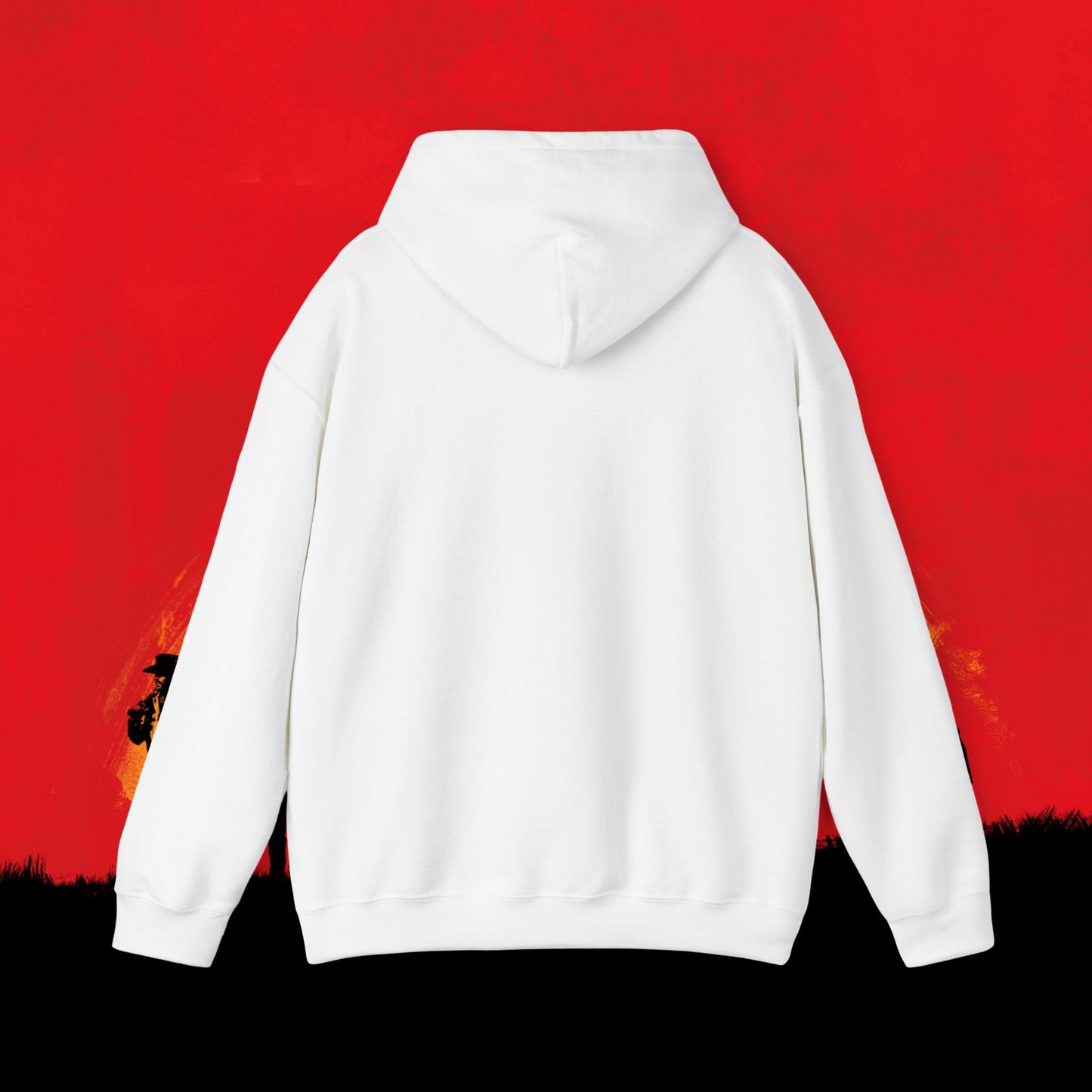 Cowboy Red Dead Redemption Vault Boy Fallout Funny Meme Cartoon Mashup Unisex Heavy Blend Hooded Sweatshirt Sweatshirts Fallout Red Dead Redemption Vault Boy Video Games Printify